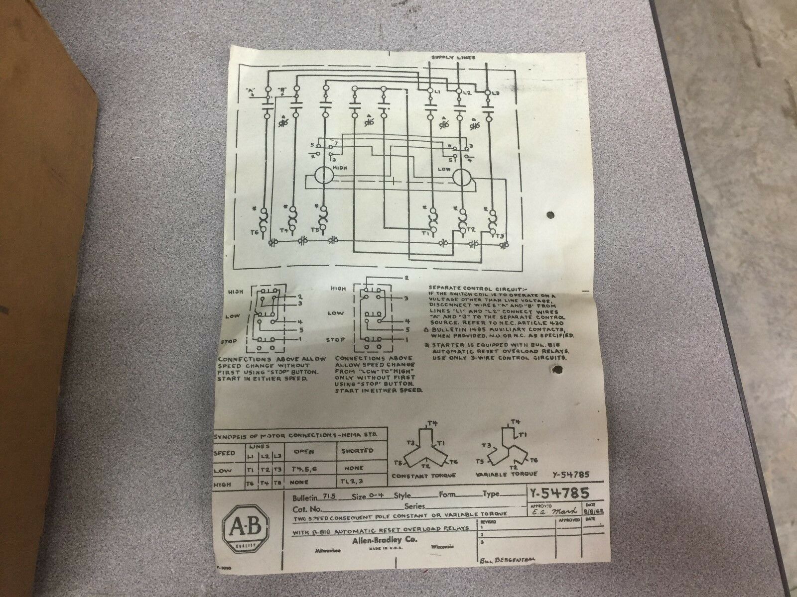 NEW IN BOX ALLEN BRADLEY TWO SPEED SIZE 1 STARTER CONSEQUENT POLE F663069/1