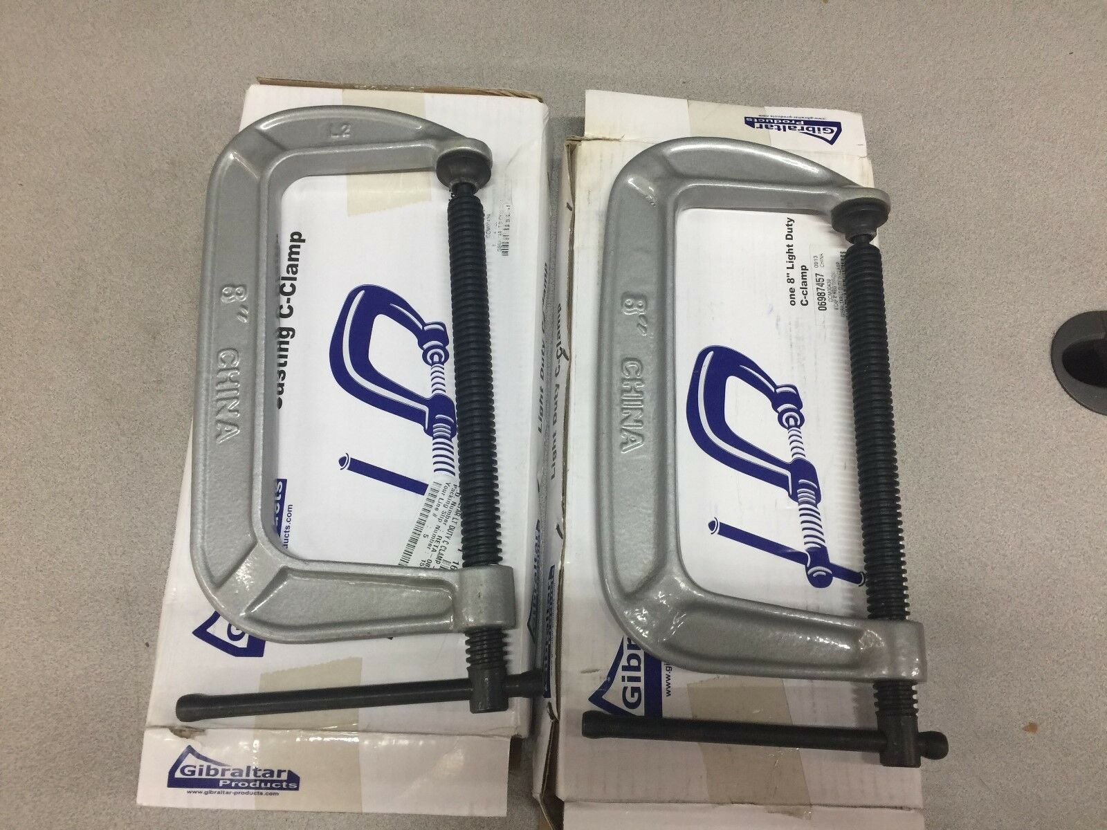 NEW IN BOX (LOT OF 2) GIBRALTAR C CLAMPS 8"CAPACITY 4"REG THROAT 06987457