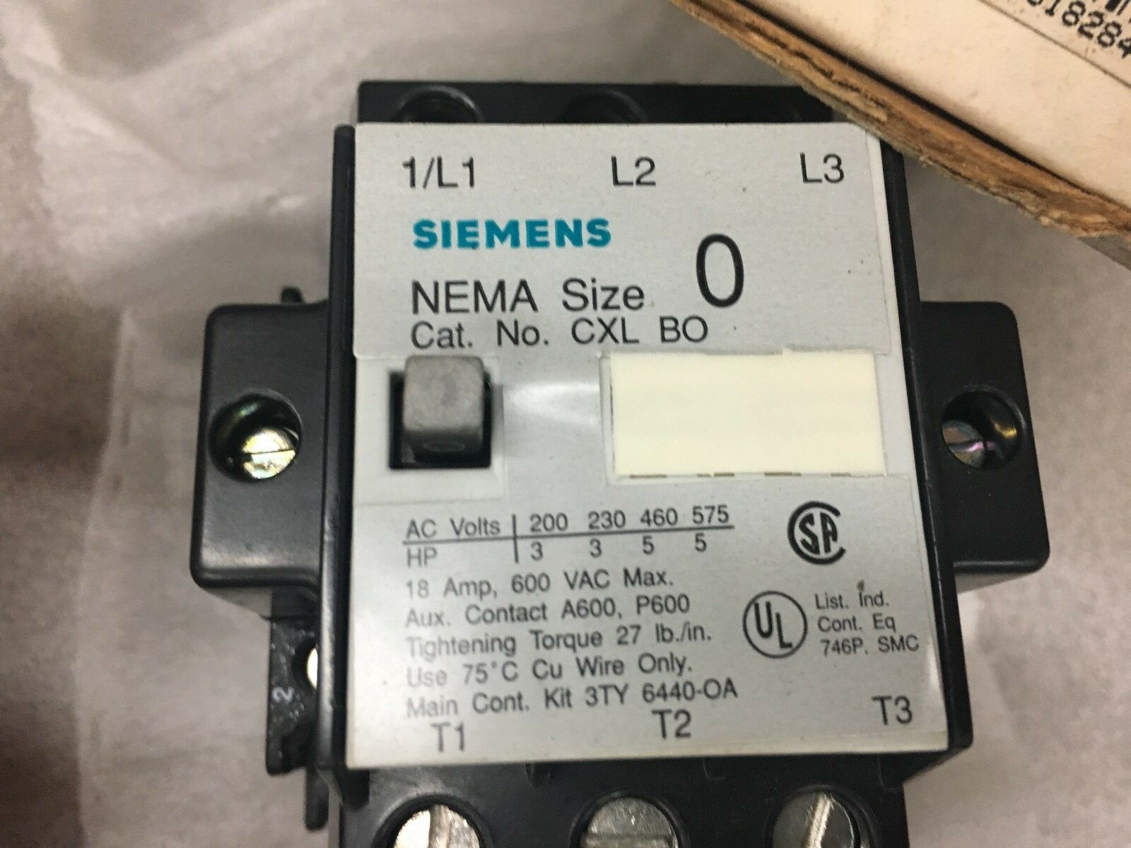 NEW IN BOX SIEMENS ACROSS THE LINE CONTACTOR CXLB0