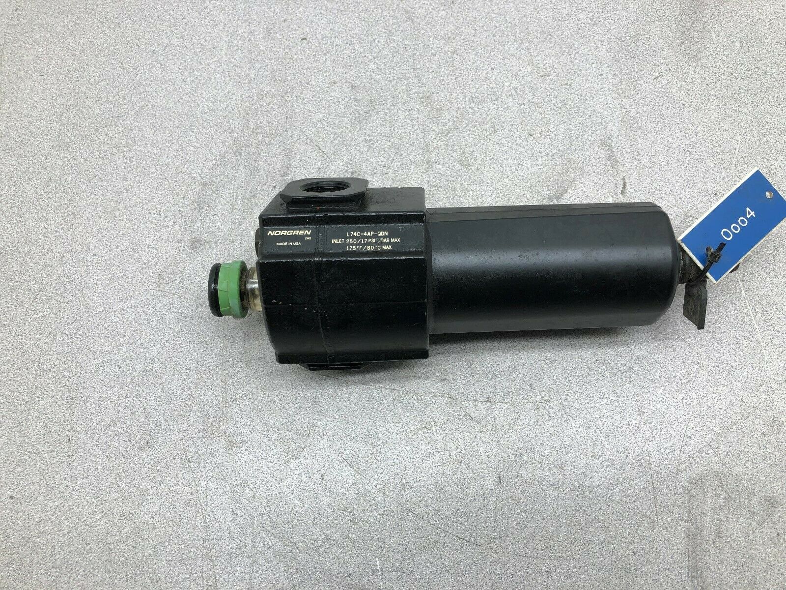 USED NORGREN 250 PSI 1/2 NPT INLINE LUBRICATOR  L74C-4AP-QDN