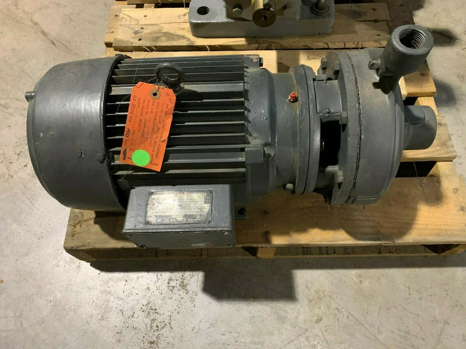 USED US MOTORS 15HP MOTOR 215JM FRAME 3490RPM WITH PUMP F-9260-00-945