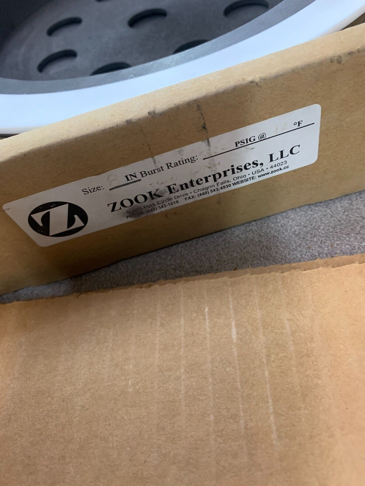 NEW IN BOX ZOOK 8" GRAPHITE RUPTURE DISC 85883.010 PART 1WY1A1G2X8X0.75X5X230