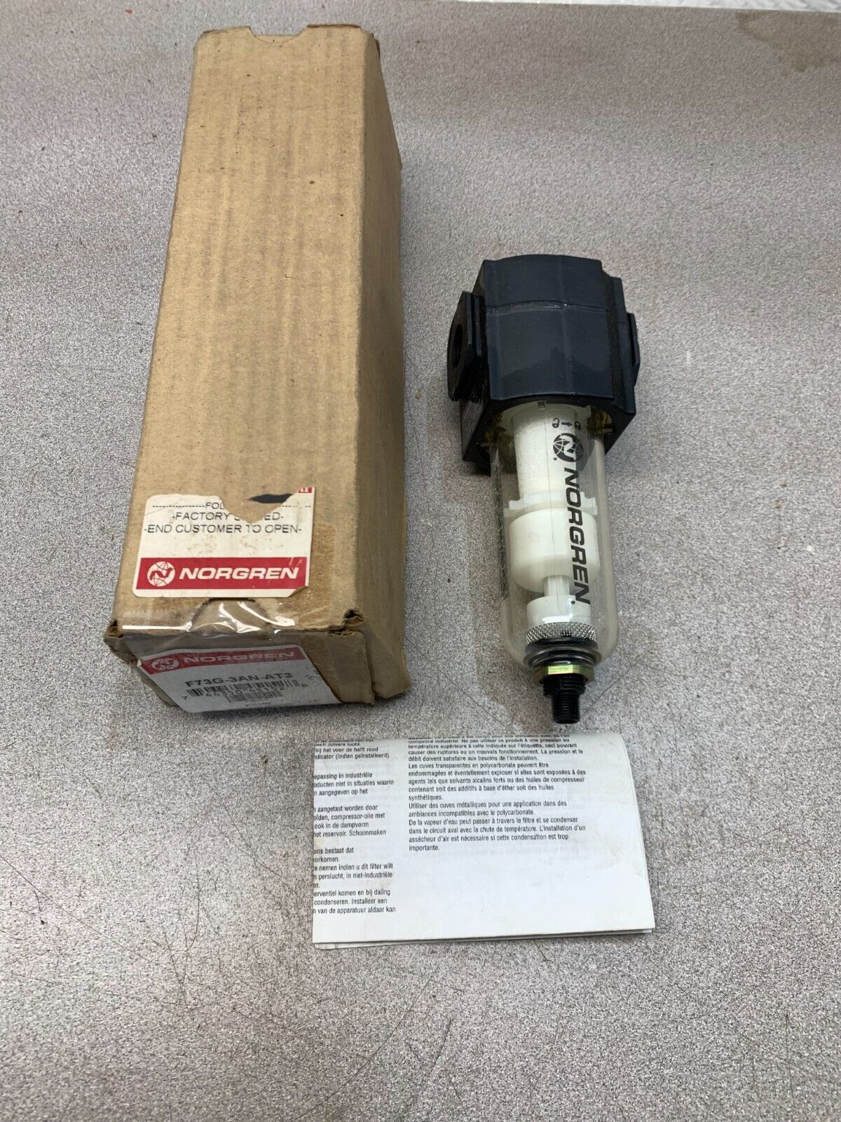 NEW IN BOX NORGREN 3/8" PORTS PNEUMATIC FILTER F73G-3AN-AT3