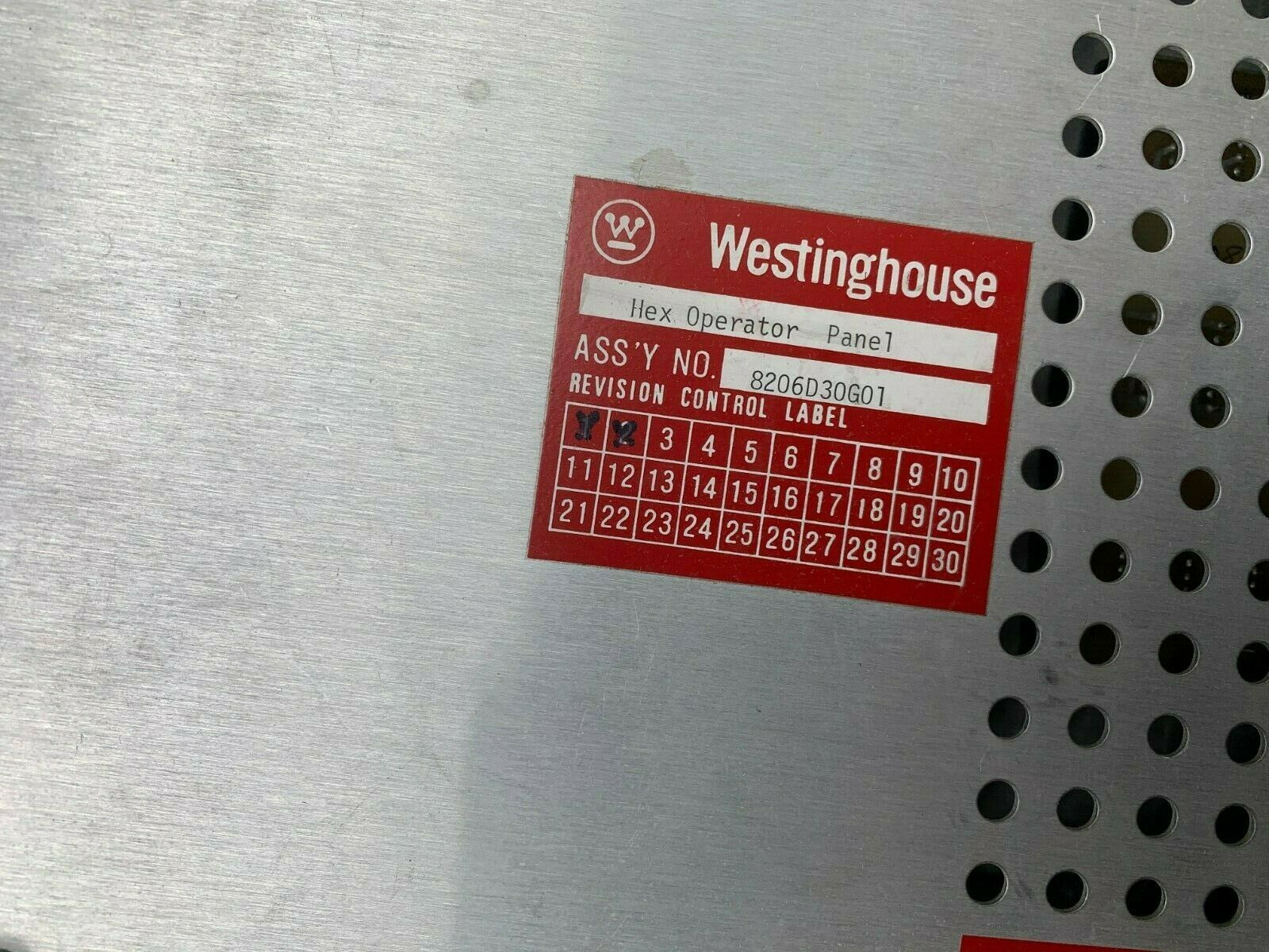 USED WESTINGHOUSE HEX OPERATOR PANEL 8206D30G01