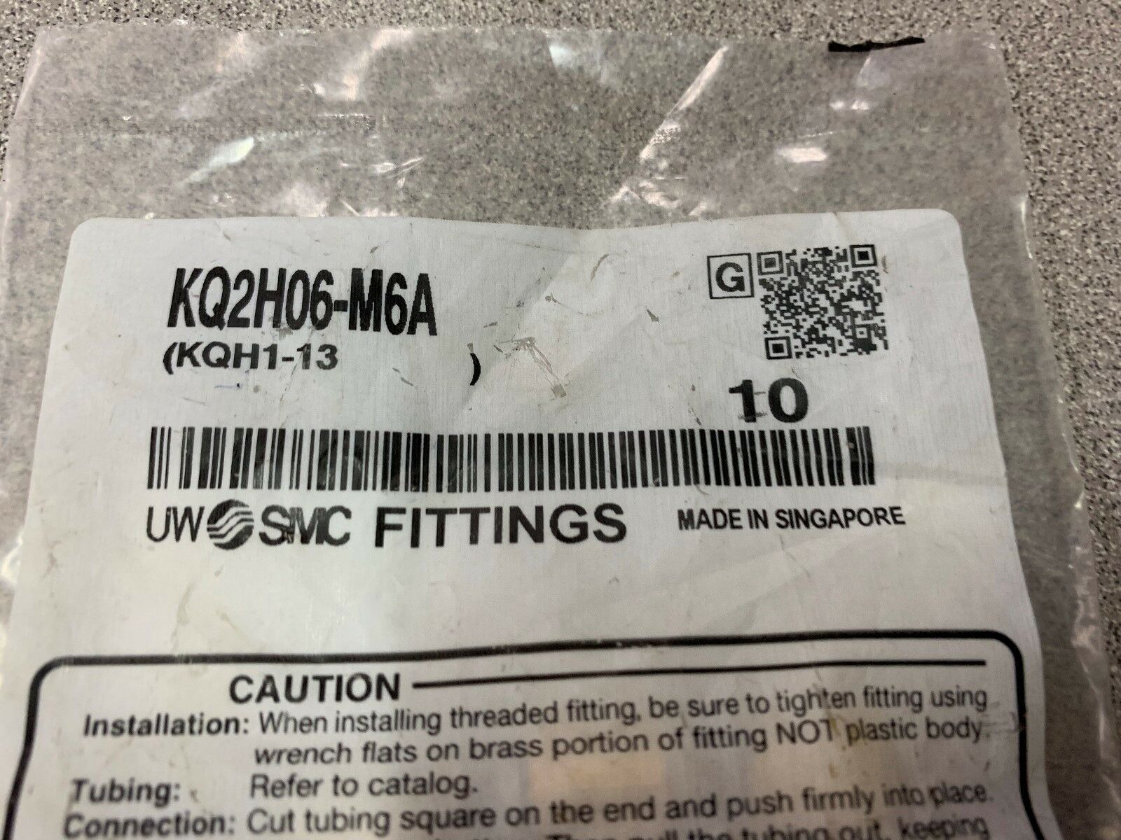 NEW IN BAG PACK OF 10 SMC FITTINGS KQ2H05-M6A