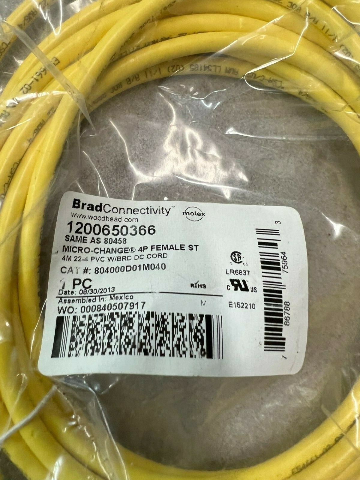 NEW IN BAG BRAD CONNECTIVITY 804000D01M040 CORD 1200650366