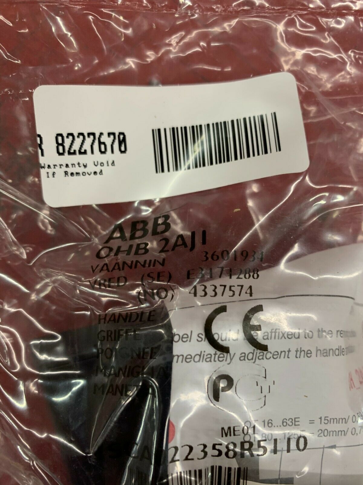 LOT OF 2 NEW IN BAG ABB OHB 2AJI DISCONNECT SWITCH 1SCS022358R5110