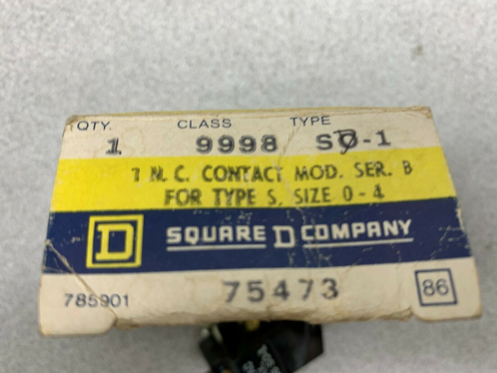 NEW IN BOX SQUARE D CONTACT 9998 SO-1 SERIES B