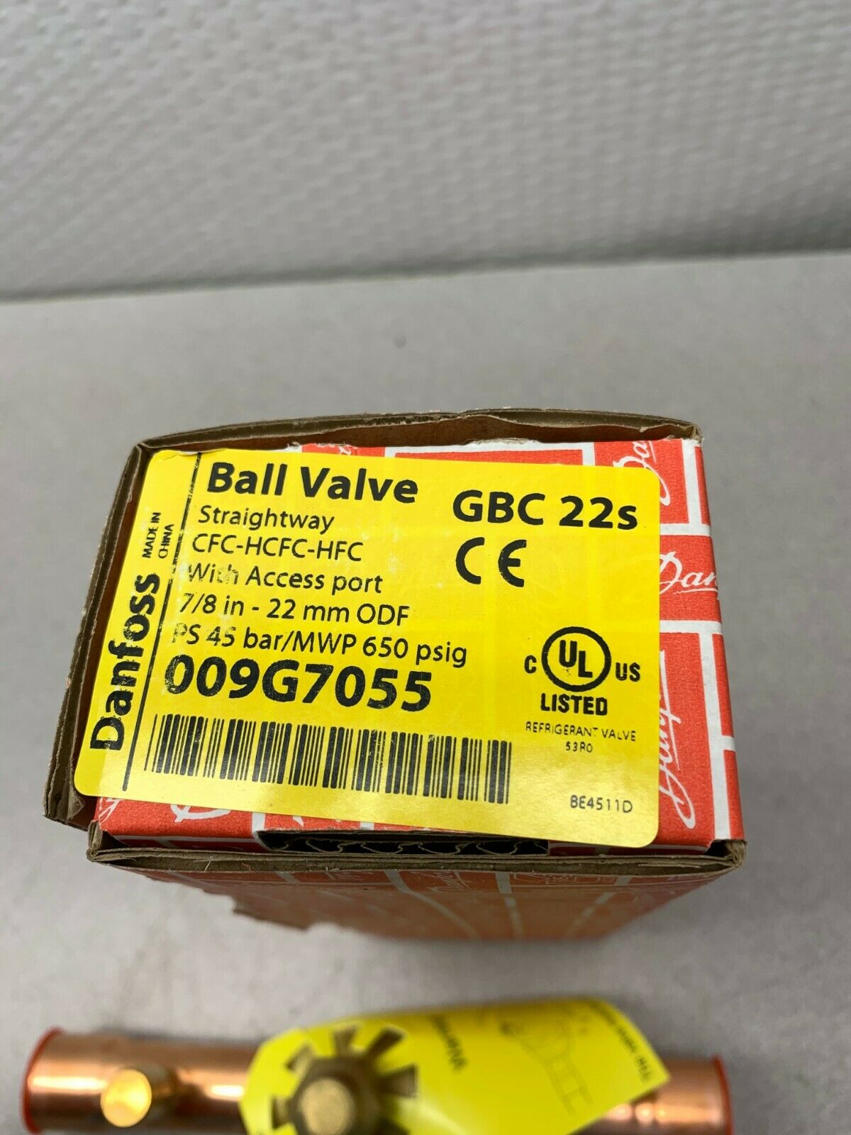 NEW IN BOX DANFOSS CFC-HCFC-HFC BALL VALVE STRAIGHTWAY WITH ACCESS PORT 009G7055