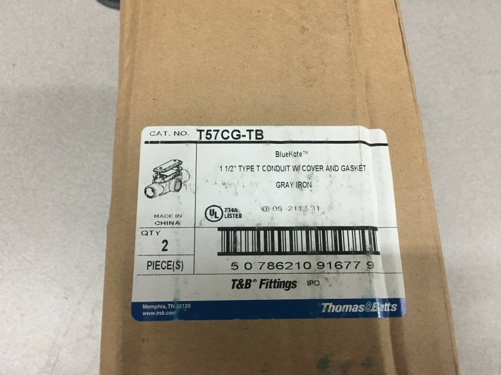 NEW BOX OF 2 T&B 1-1/2" TYPE T CONDUIT T57CG-TB