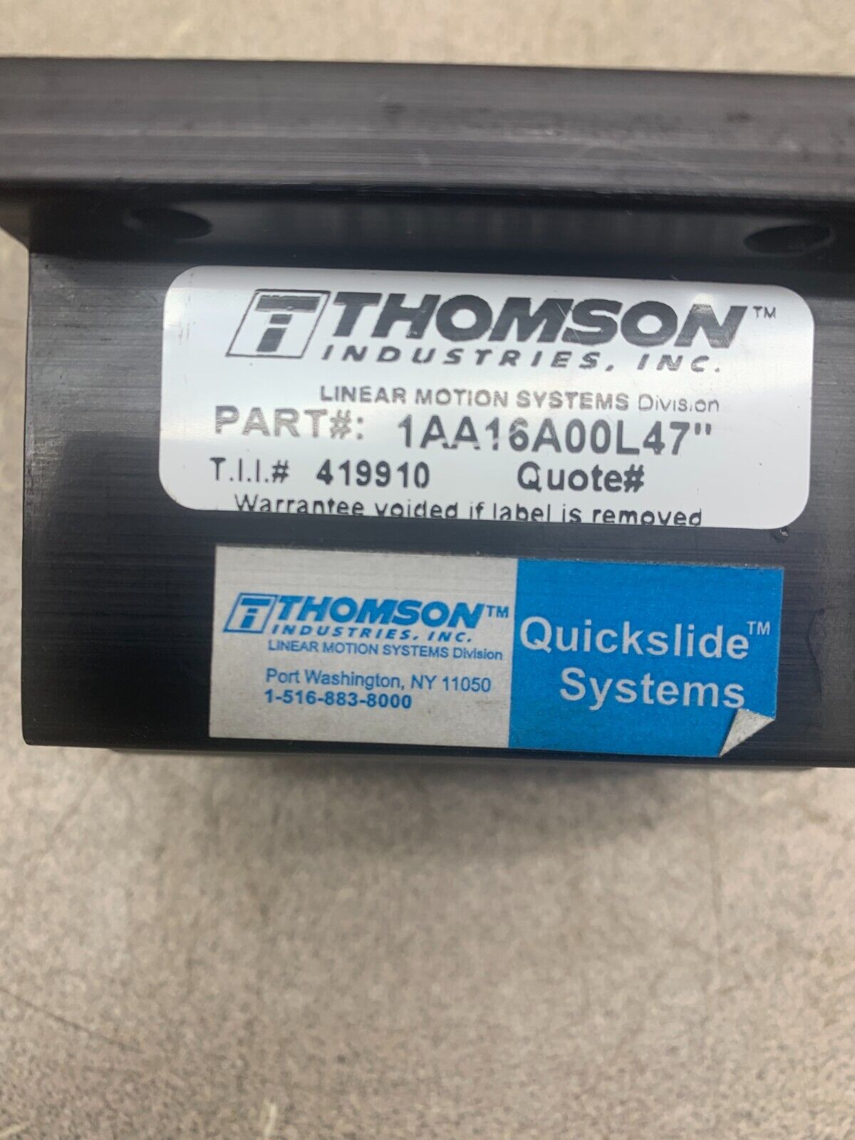 NEW NO BOX THOMSON LINEAR PILLOW BLOCK BEARING 1AA16A00L47