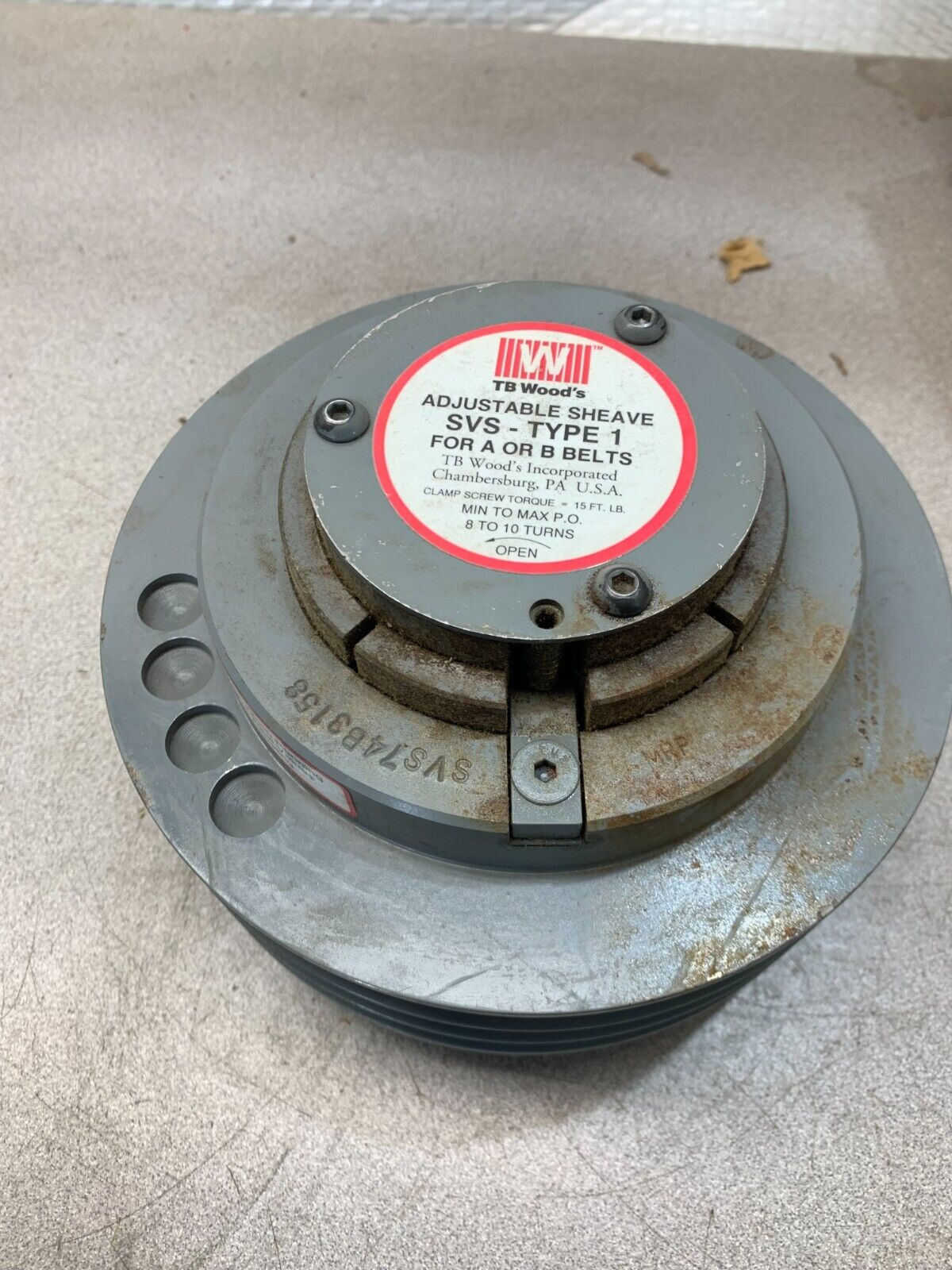 NEW IN BOX TB WOODS SVS74B3158 SVS-74-B3X1 5/8 ADJ SHEAVE