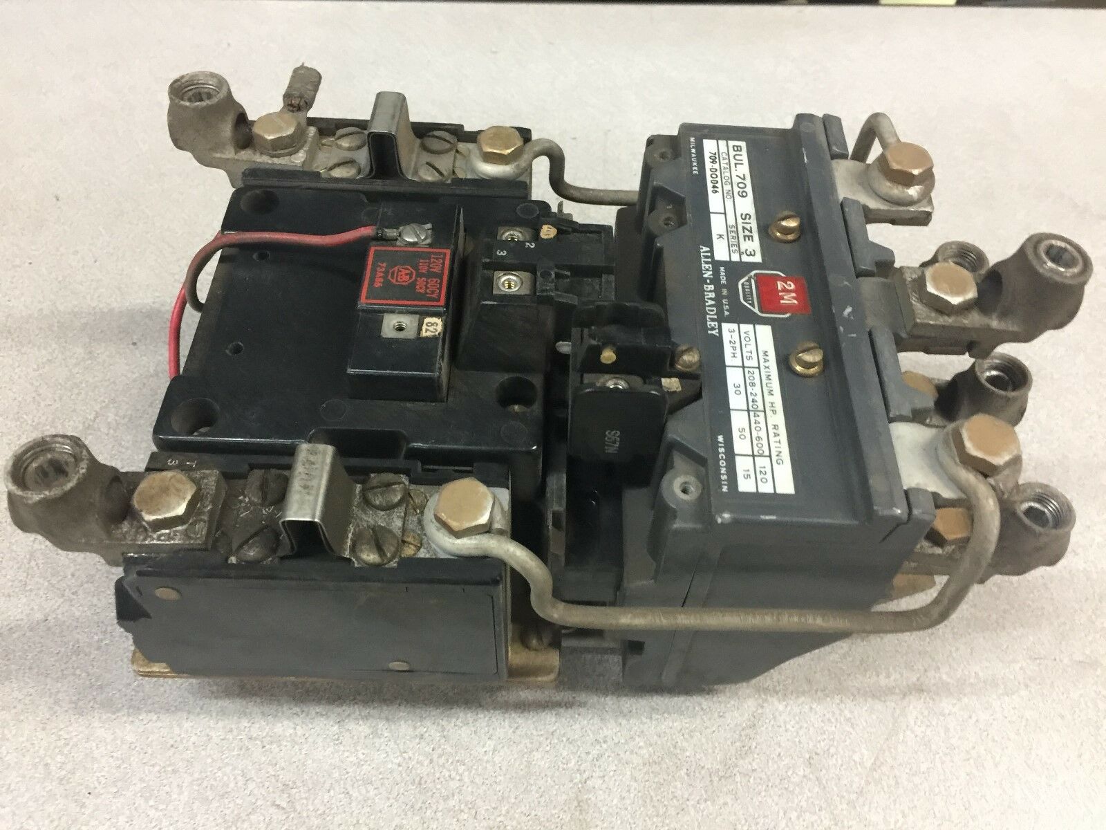 USED ALLEN BRADLEY SIZE 3 3PHASE 120VAC COIL STARTER 709-DOD46 K