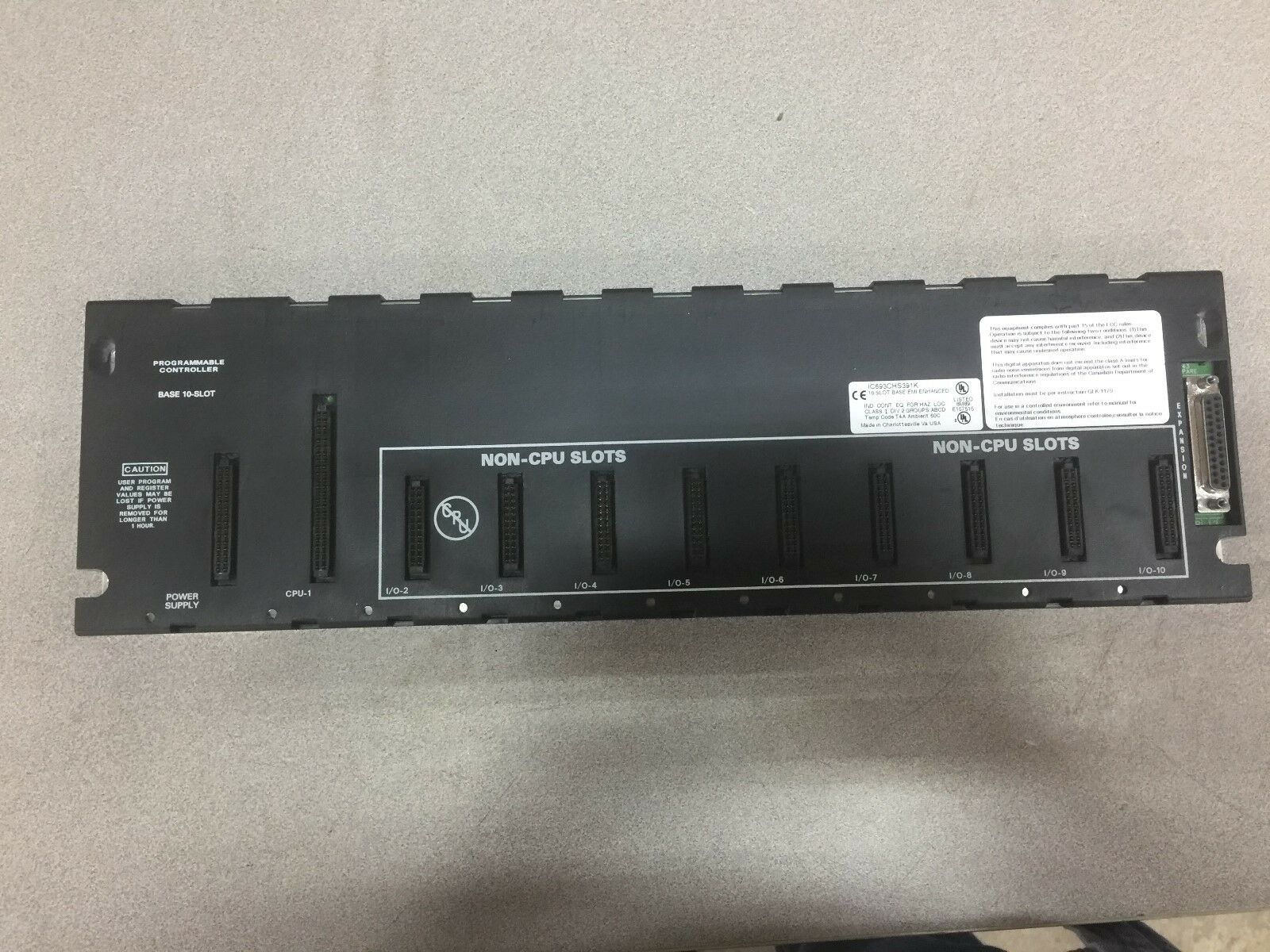 USED GE FANUC 10 SLOT BASE EMI ENHANCED IC693CHS391K