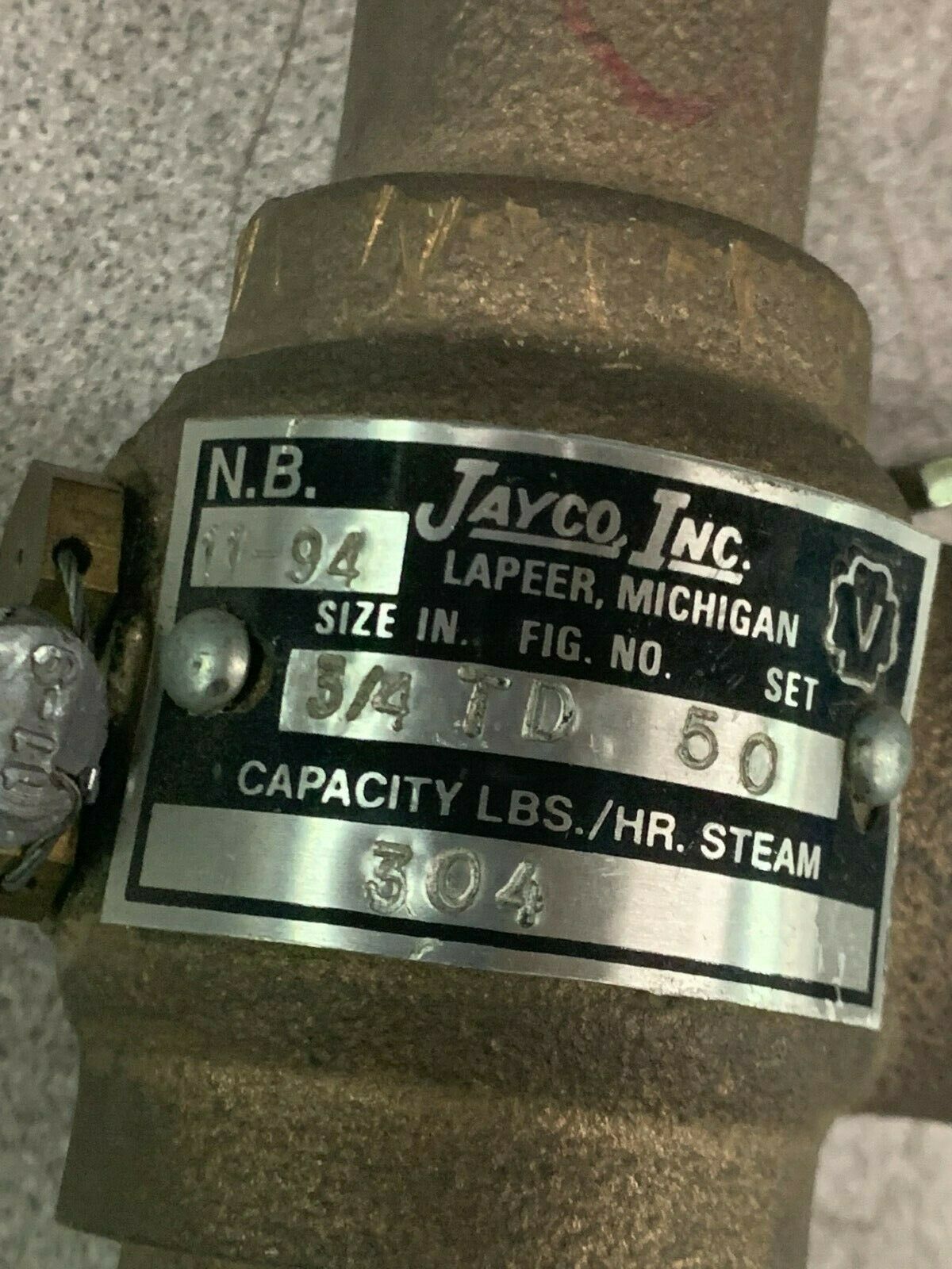 USED JAYCO 3/4" RELIEF VALVE 3/4 TD 50