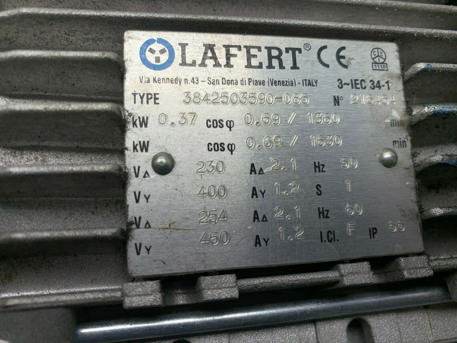 USED LAFERT MOTOR 3842503590-085