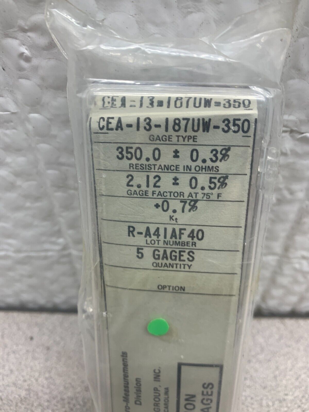 NEW PACK OF 5 MICRO-MEASUREMENTS PRECISION STRAIN GAGES CEA-13-187UW-350