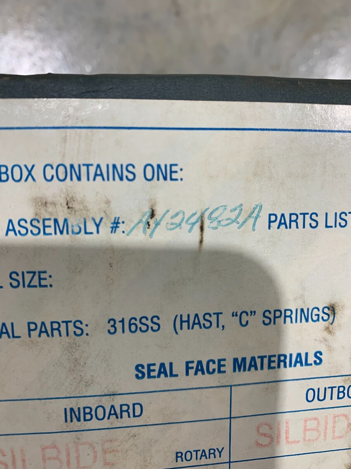 NEW IN BOX RBD SEPCO 2-1/8" MECHANICAL SEAL AY2482A