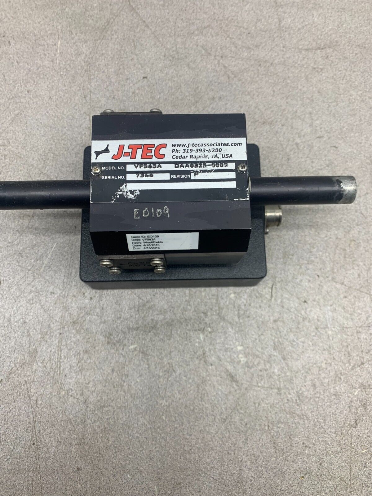 USED J-TEC FLOWMETER VF563A DAA0325-0003