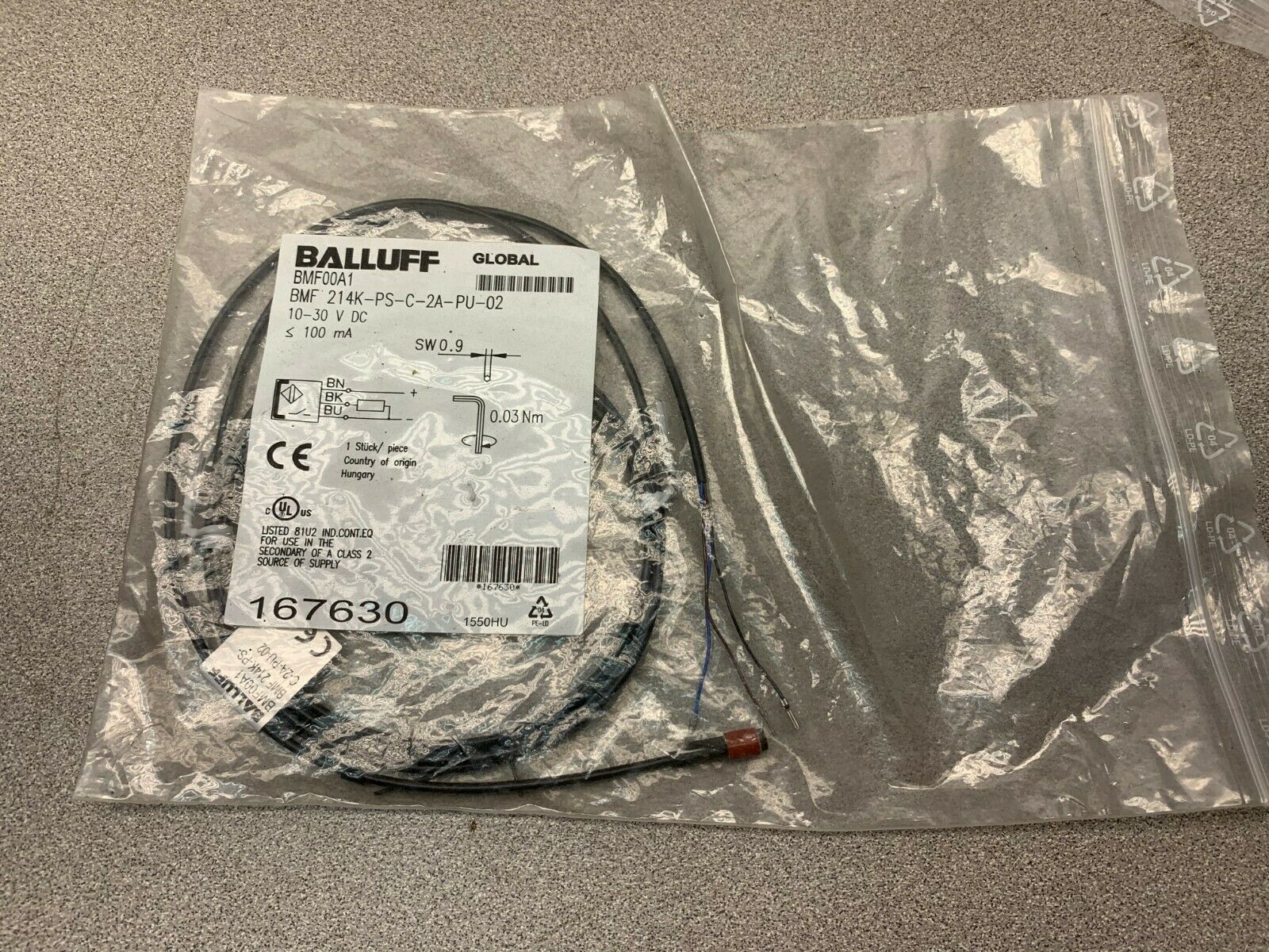 NEW IN BAG BALLUFF SENSOR BMF214K-PS-C-2A-PU-02