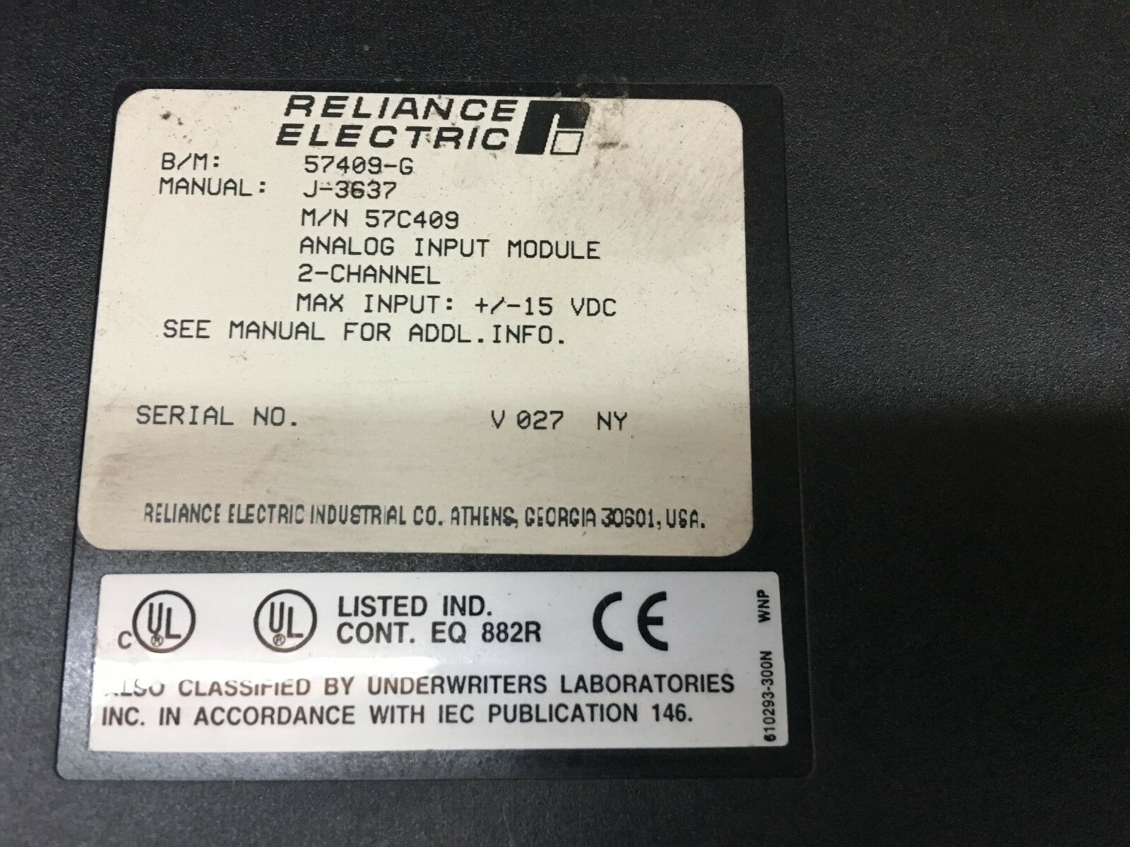 USED RELIANCE ELECTRIC 57409-G ANALOG INPUT MODULE 57C409