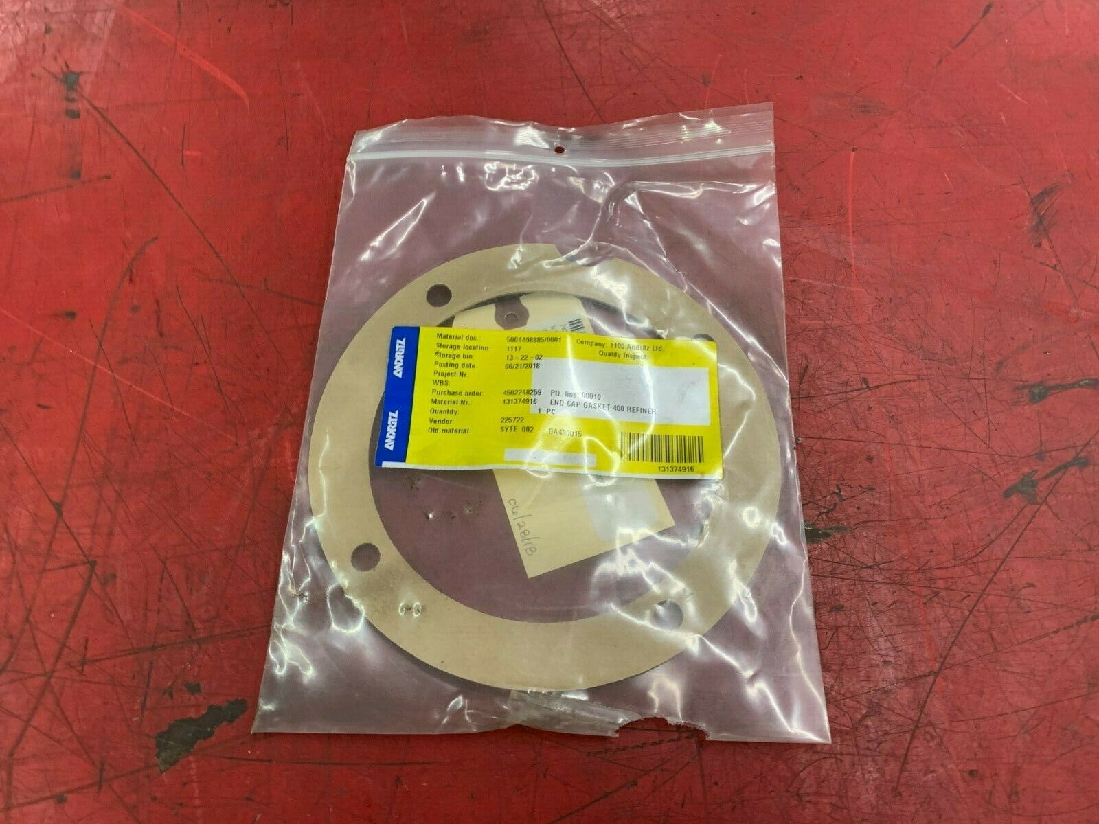 NEW ANDRITZ END CAP GASKET 400 REFINER 131374916