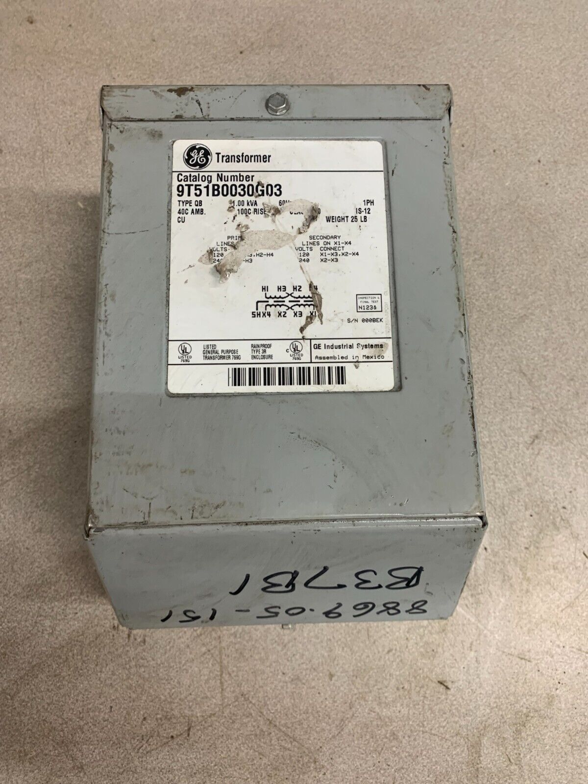 NEW GENERAL ELECTRIC 1KVA TRANSFORMER 9T51B0030G03