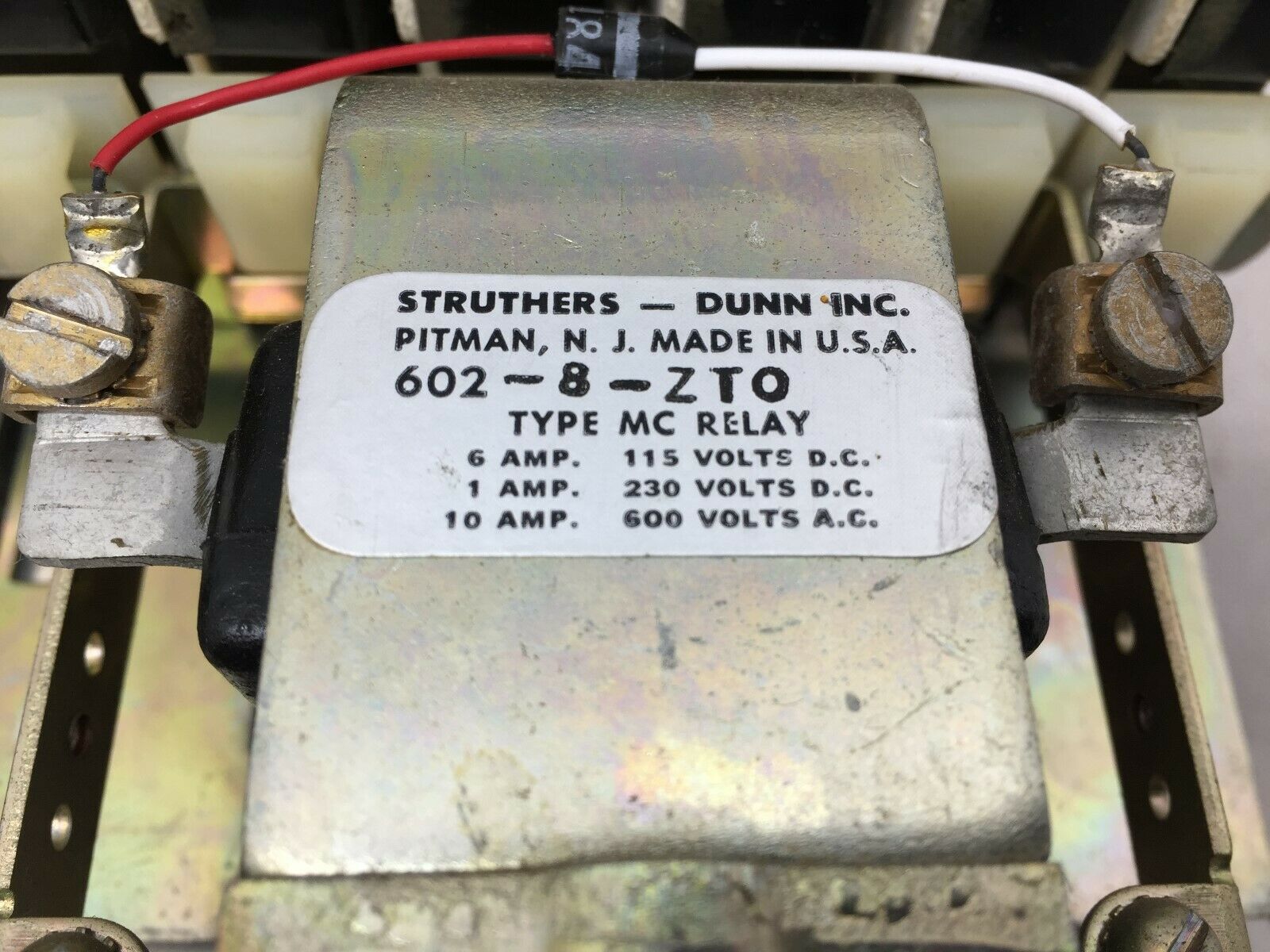 USED STRUTHERS AND DUNN TYPE MC RELAY 24VDC COIL (4 RELAYS ON A BRACKET) 602-8-Z