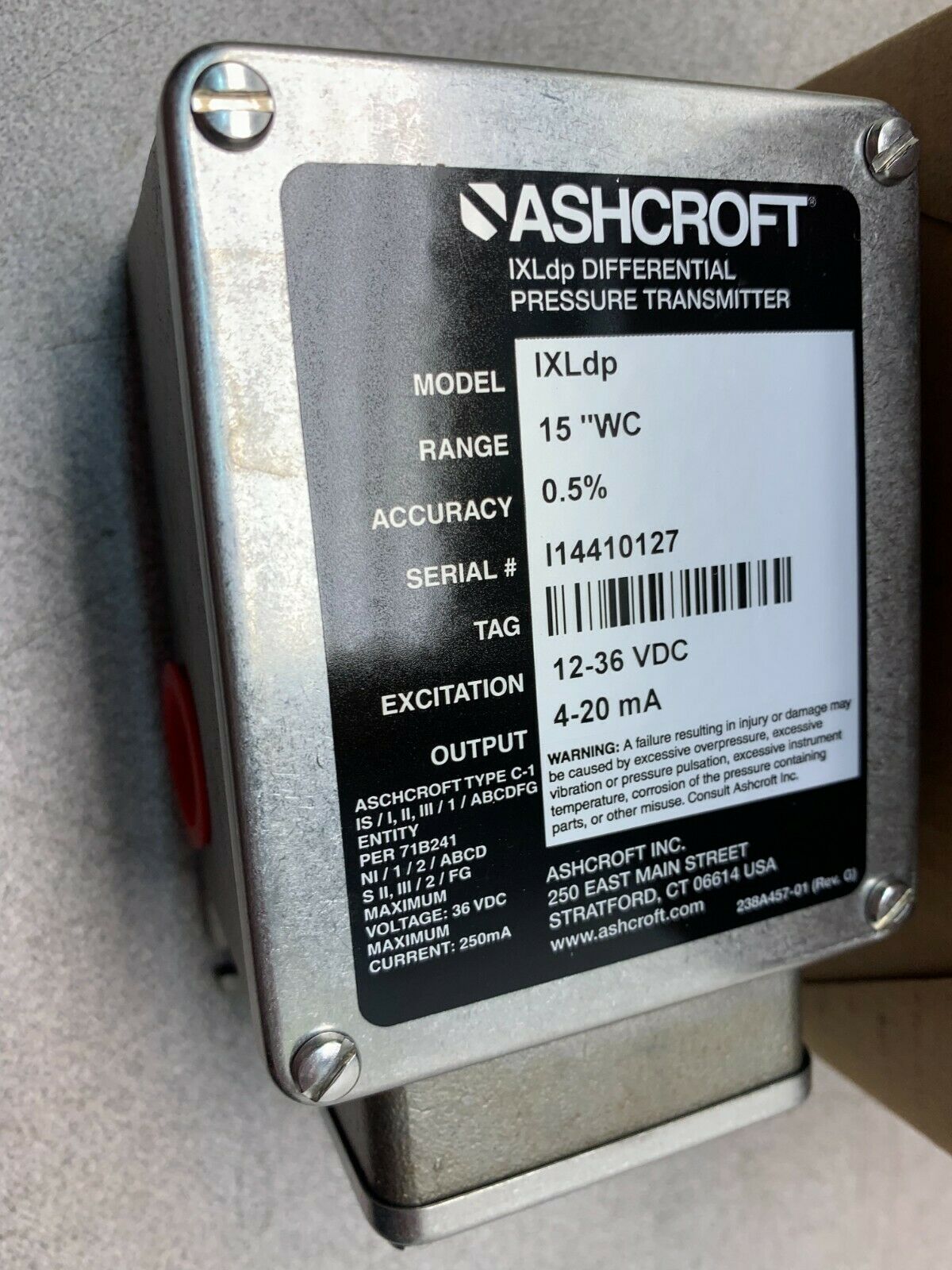 NEW IN BOX ASHCROFT PRESSURE TRANSMITTER IXLDP