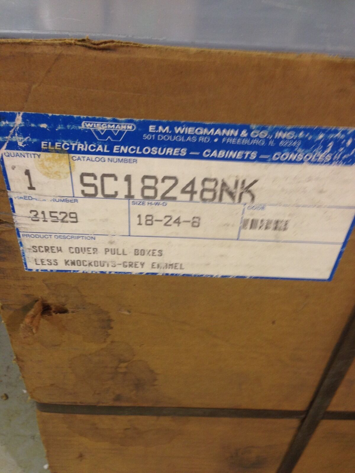 NEW WIEGMANN ELECTRICAL ENCLOSURE SC18248NK