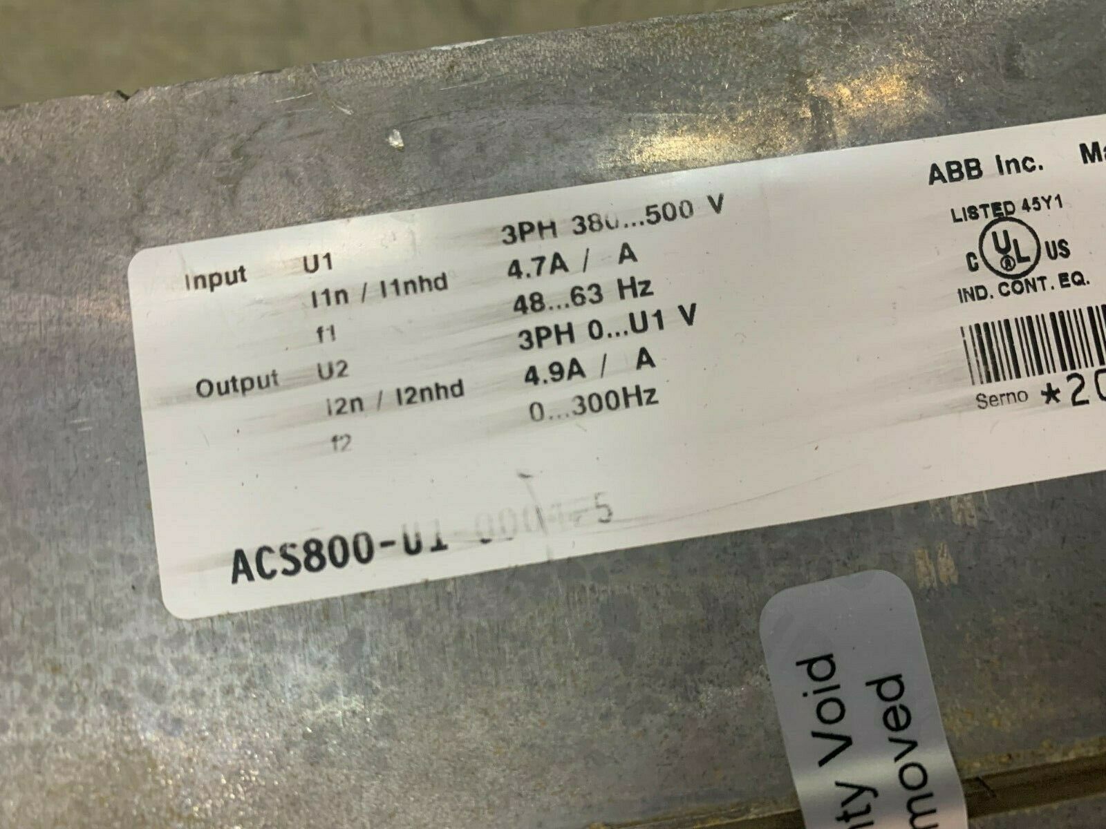 USED ABB ELECTRIC DRIVE ACS800-U1-0004-5