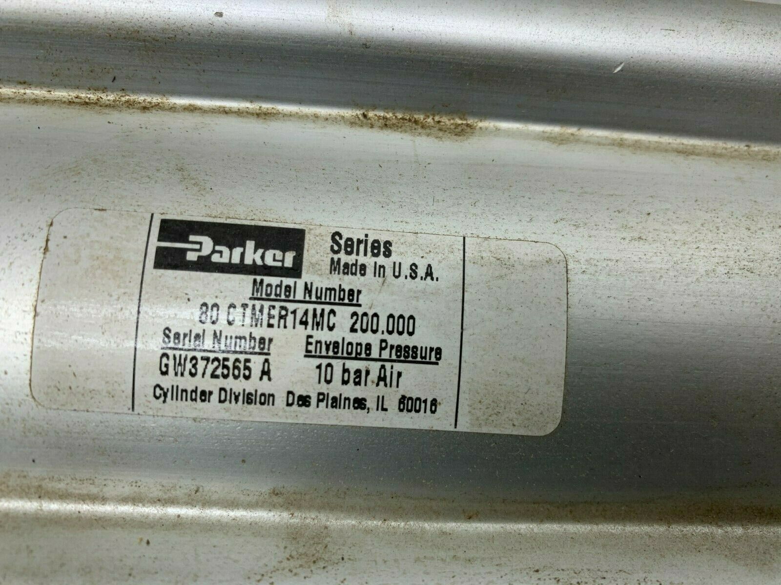 USED PARKER PNEUMATIC CYLINDER 80CTMER14MC 200.000