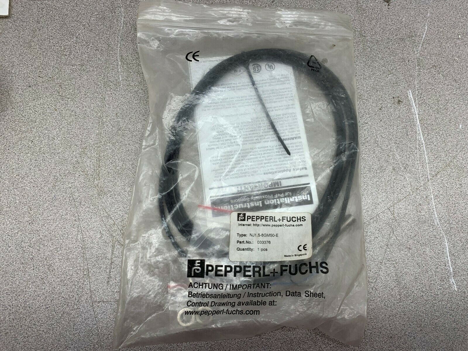 NEW NO BOX PEPPERL+FUCHS SENSOR 033376