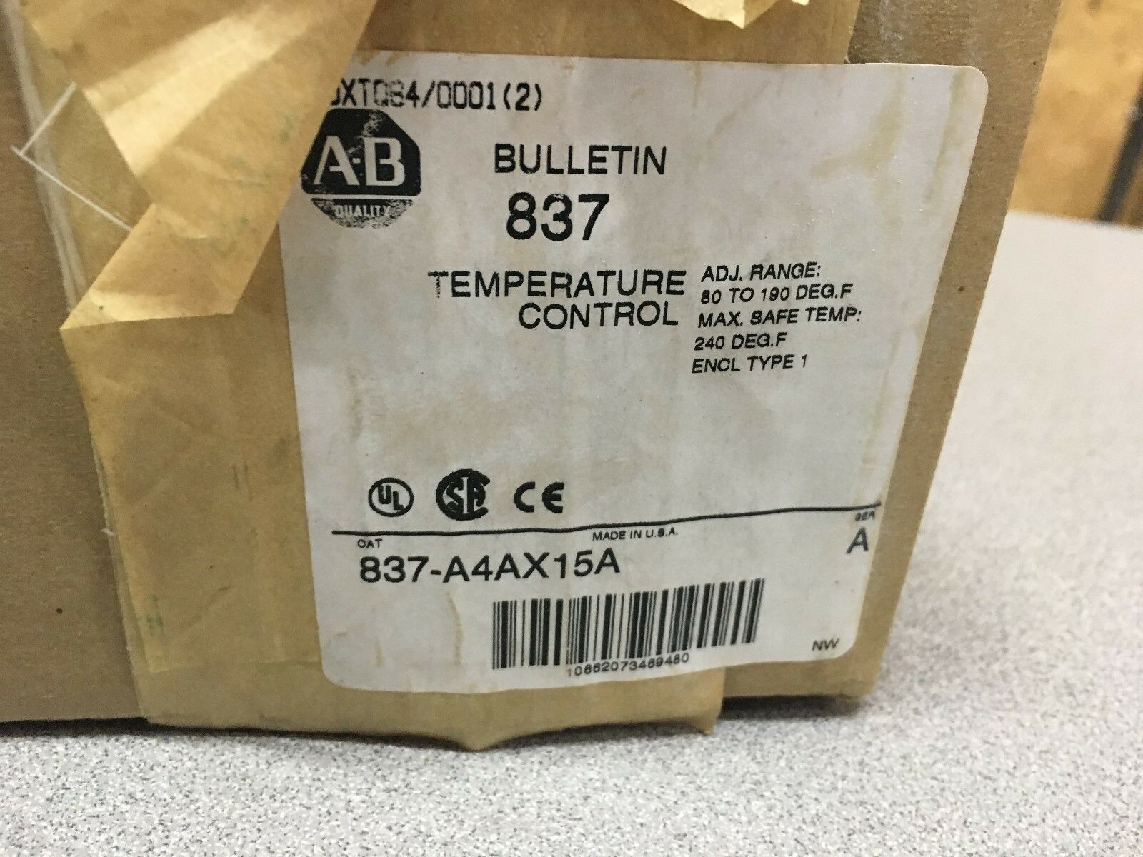 NEW IN BOX ALLEN-BRADLEY TEMPERATURE SWITCH 837-A4AX15A SERIES A