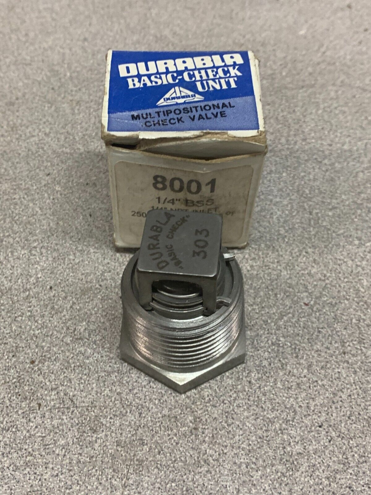 NEW NO BOX DURABLA 1/4" NPT Stainless Steel Check Valve 8001 BSS 303 SS