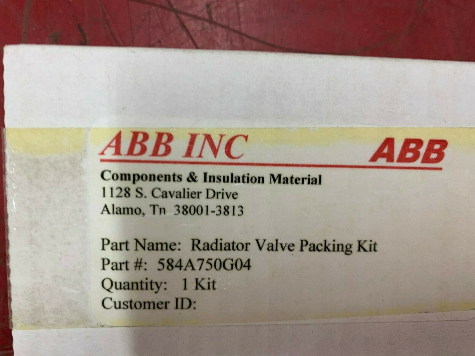 NEW IN BOX ABB RADIATOR VALVE PACKING KIT 584 A750 G04