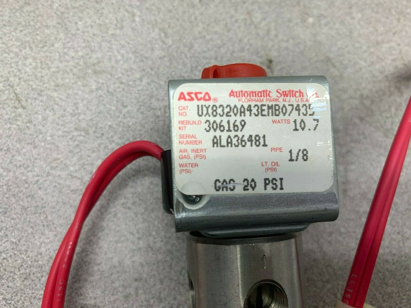 USED ASCO 1/8" SOLENOID VALVE UX8320A43EMP07435