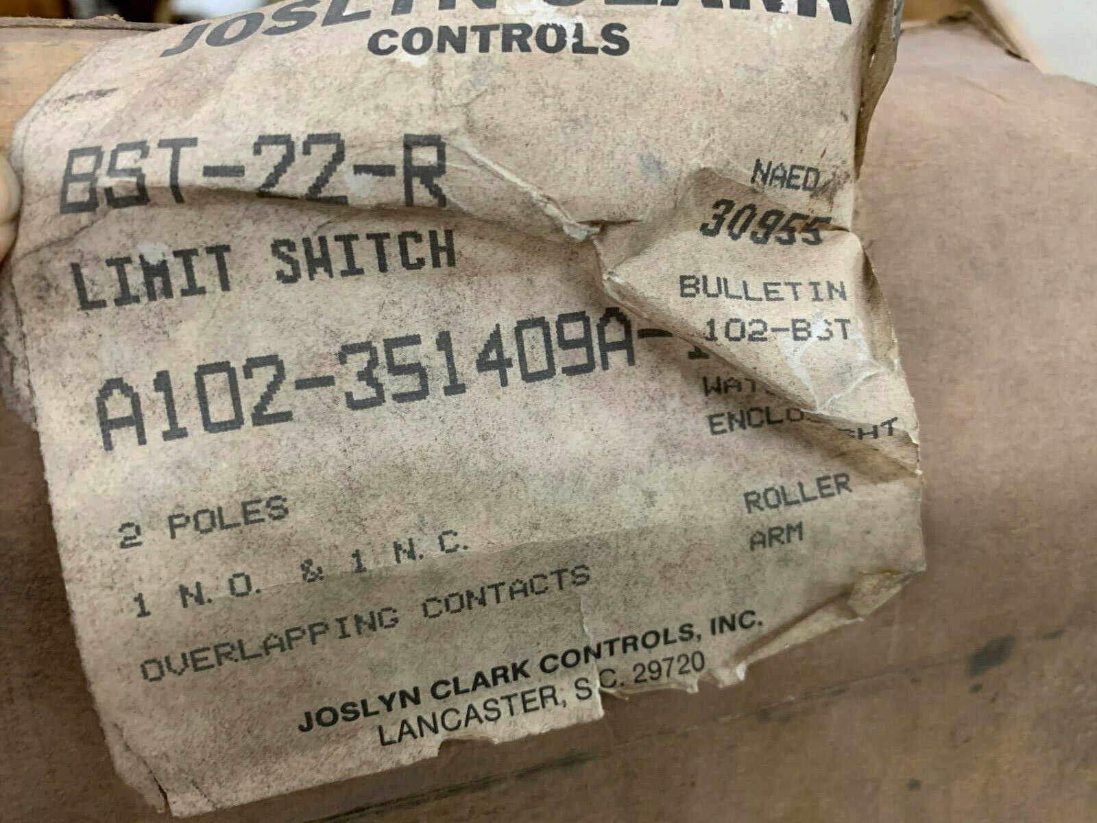 NEW JOSLYN CLARK BST-22-R LIMIT SWITCH A102-351409A-1