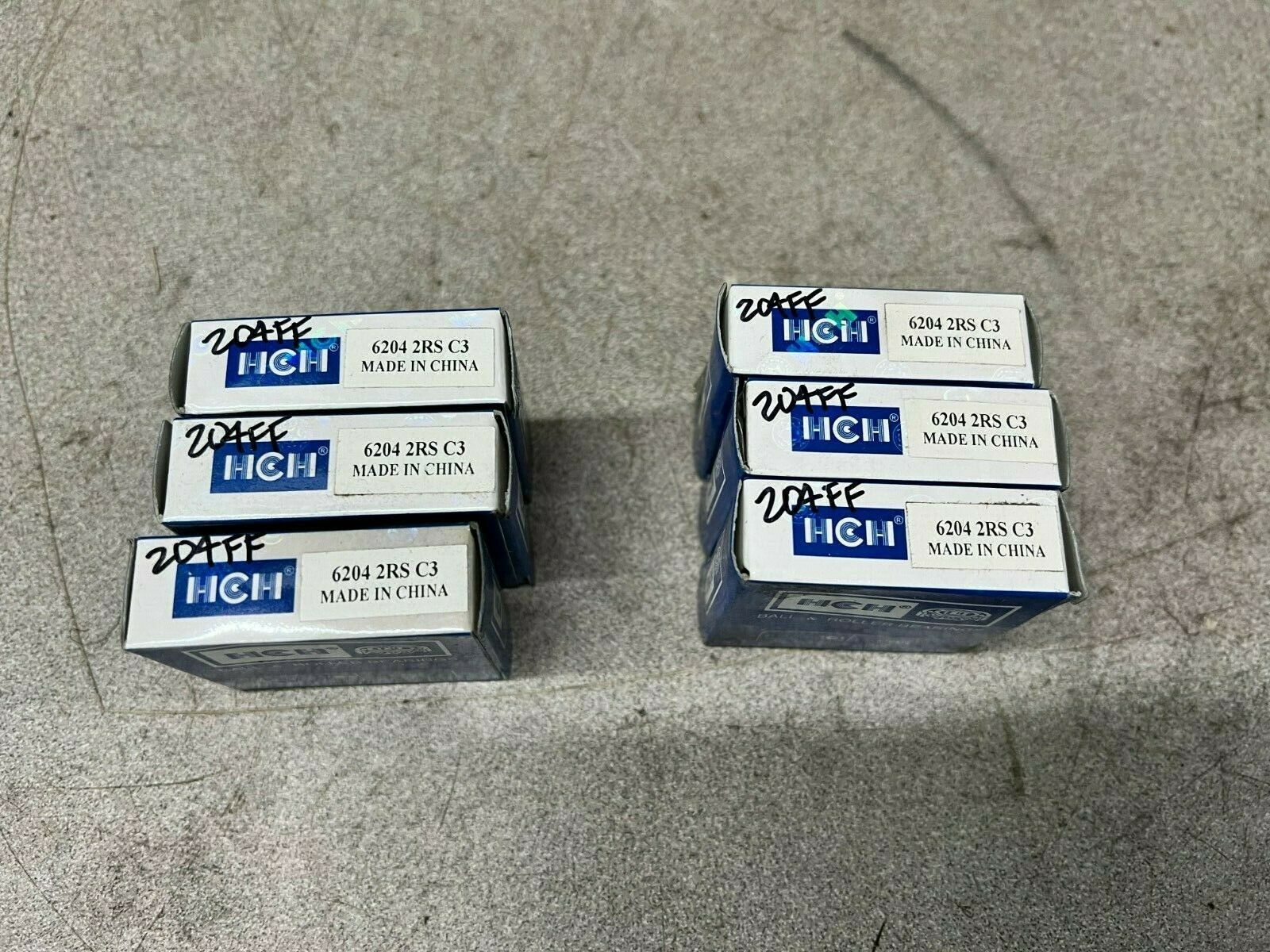 LOT OF 6 NEW IN BOX HCH BALL BEARING 6204 2RS C3