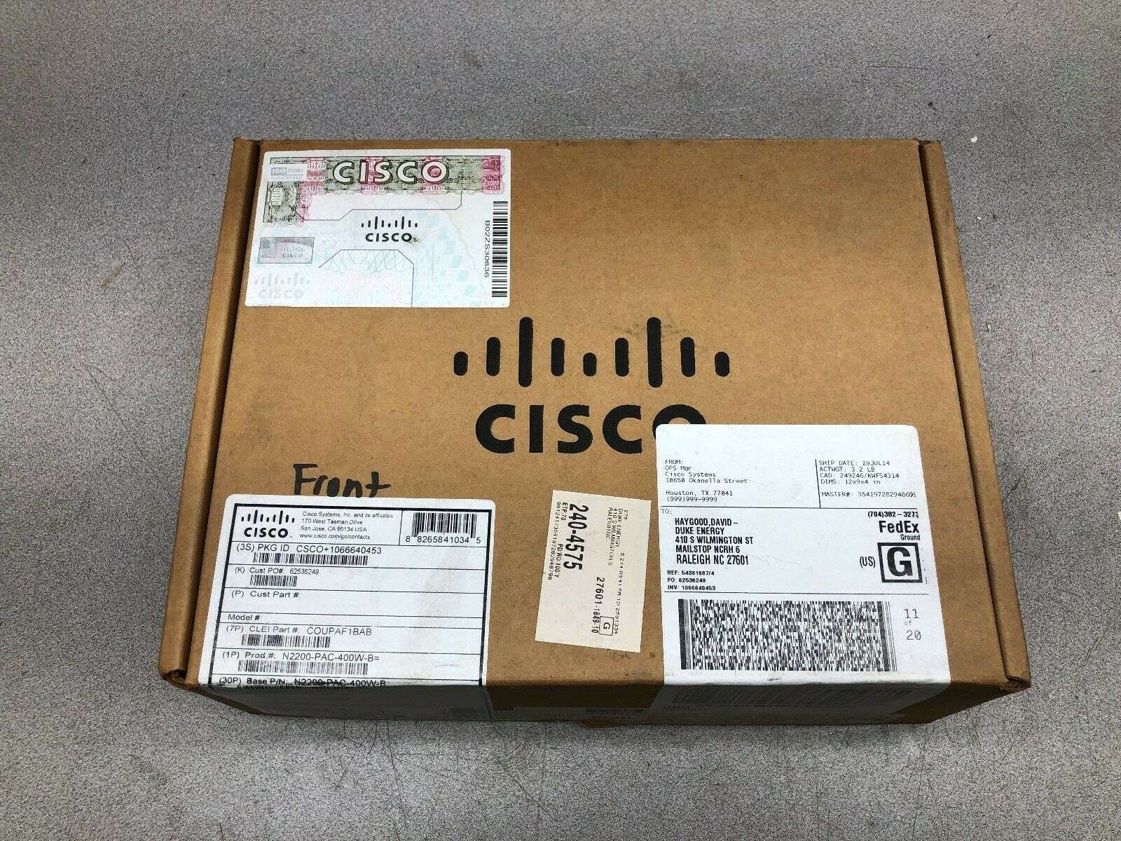 NEW IN BOX CISCO 400 WATT NETWORK SWITCHING POWER SUPPLY N2200-PAC-400W V04