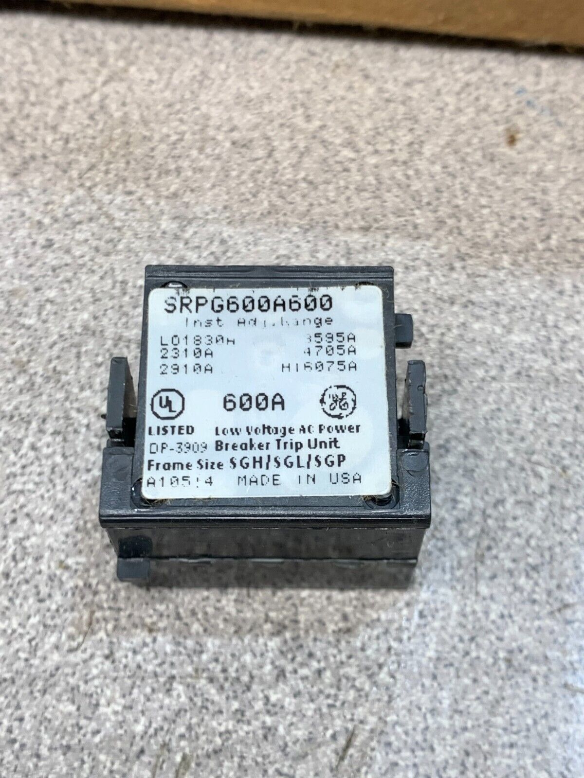 NEW GENERAL ELECTRIC 600AMP RATING PLUG SRPG600A600