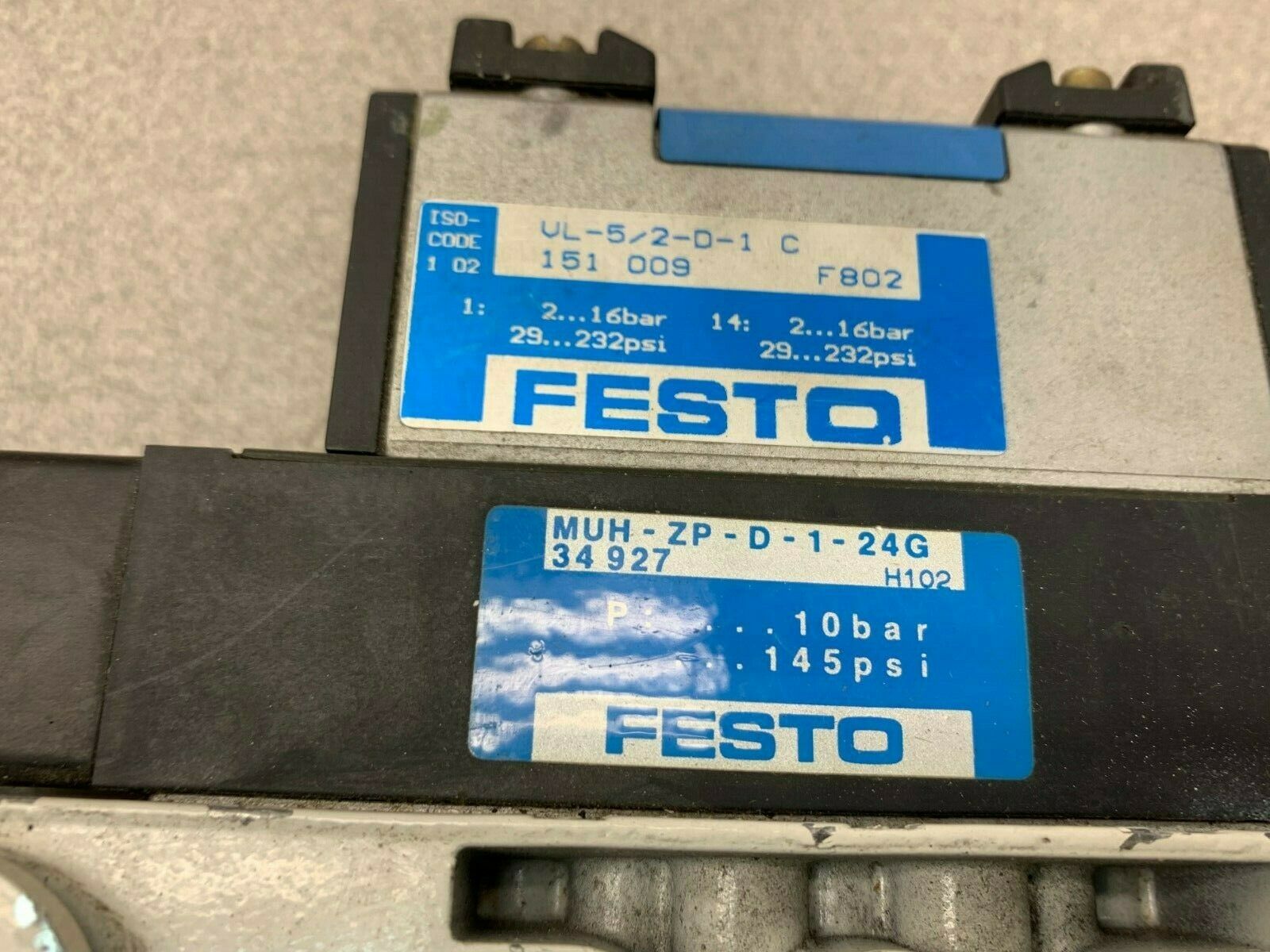 USED FESTO VL-5/2-D-1C VALVE MUH-ZP-D-1-24G