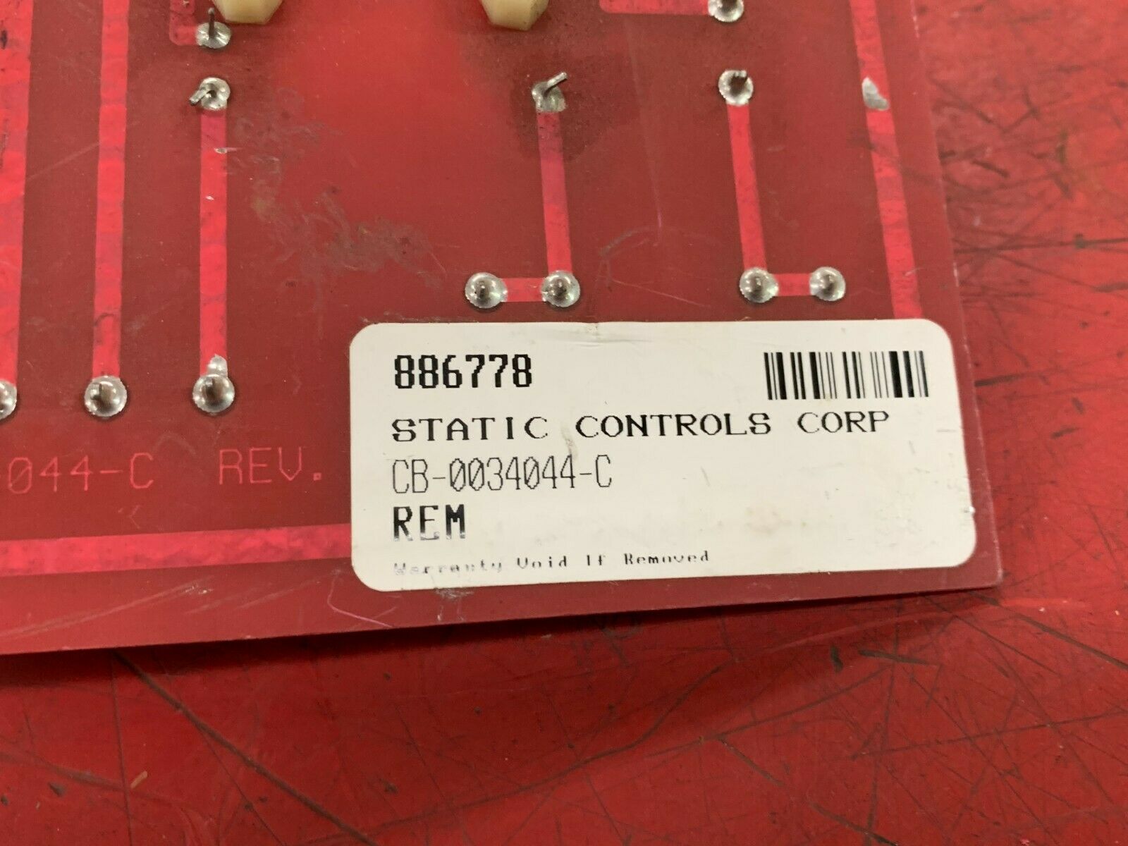 USED STATIC CONTROLS CORP CIRCUIT BOARD CB-0034044-C