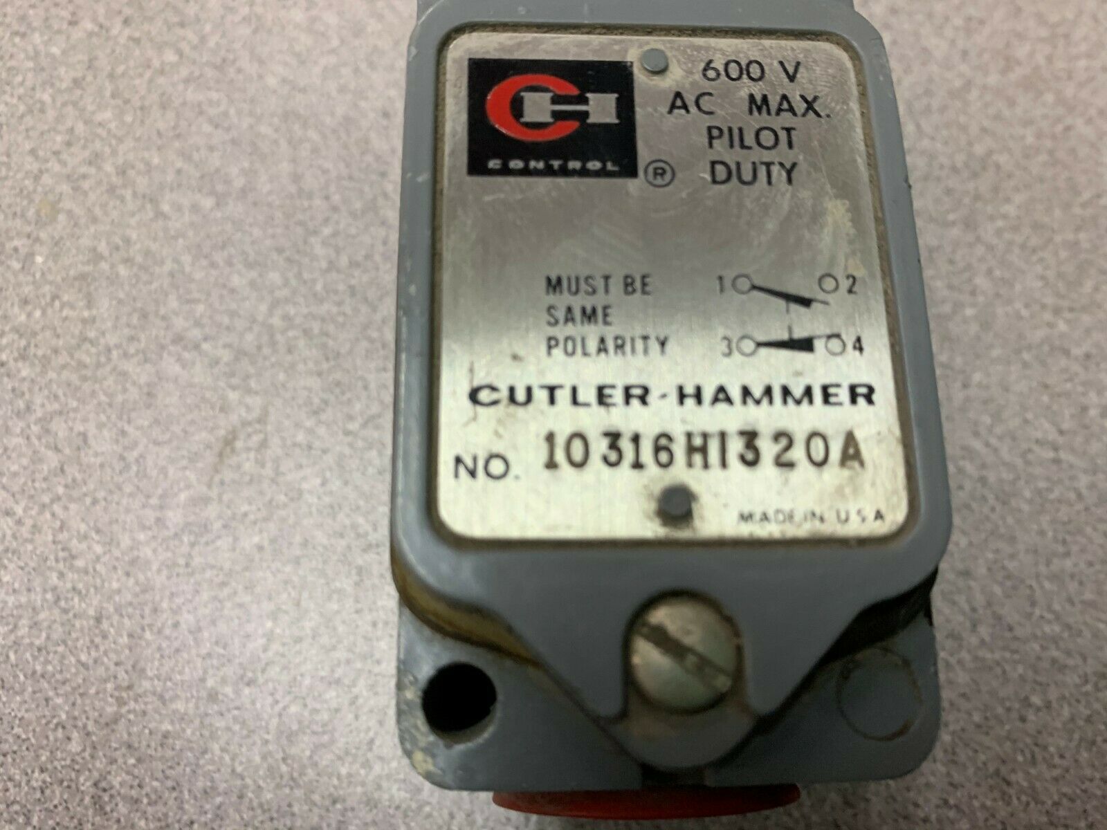 NEW NO BOX CUTLER HAMMER LIMIT SWITCH 10316HI320A