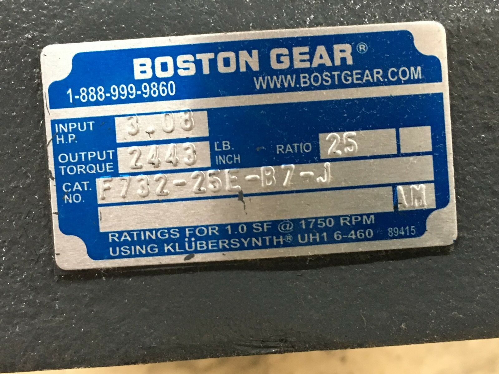 NEW NO BOX BOSTON GEAR 25:1 RATIO SPEED REDUCER F732-25E-B7-J