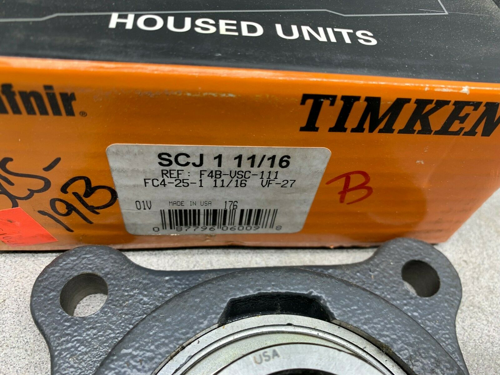 NEW IN BOX TIMKEN 4-BOLT FLANGE BEARING 1-11/16" BORE SCJ1 11/16