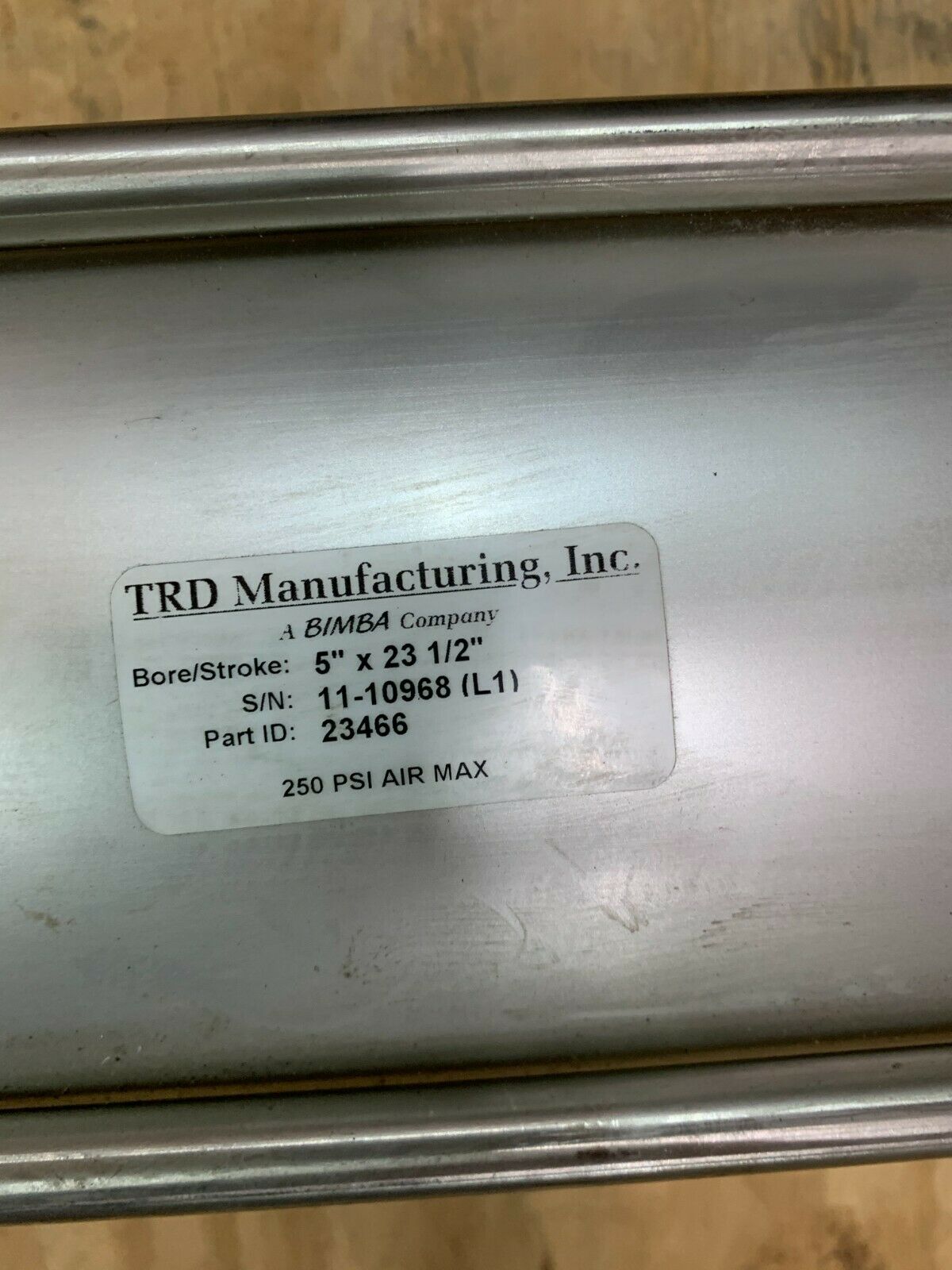 NEW NO BOX TRD MANUFACTURING BIMBA 5" X 23-1/2" PNEUMATIC CYLINDER 23466