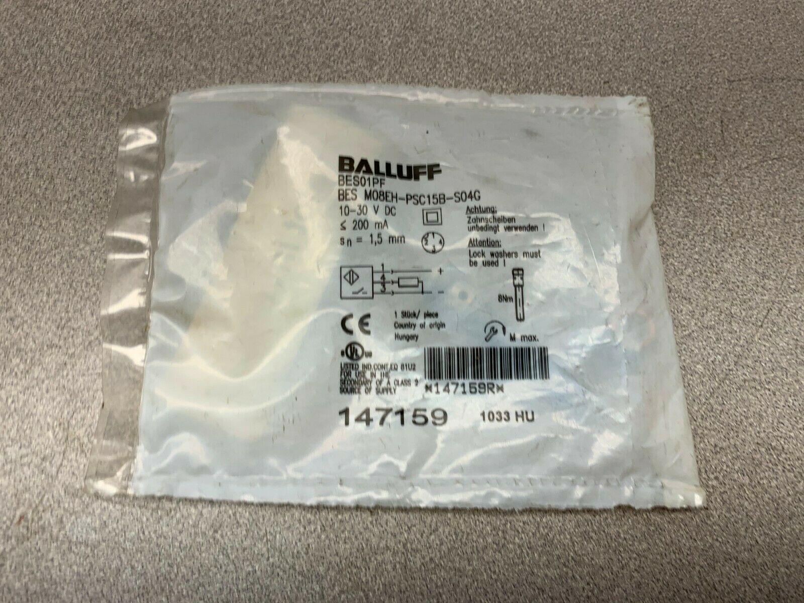 NEW IN PACKAGE BALLUFF SENSOR BES M08EH-PSC15B-S04G