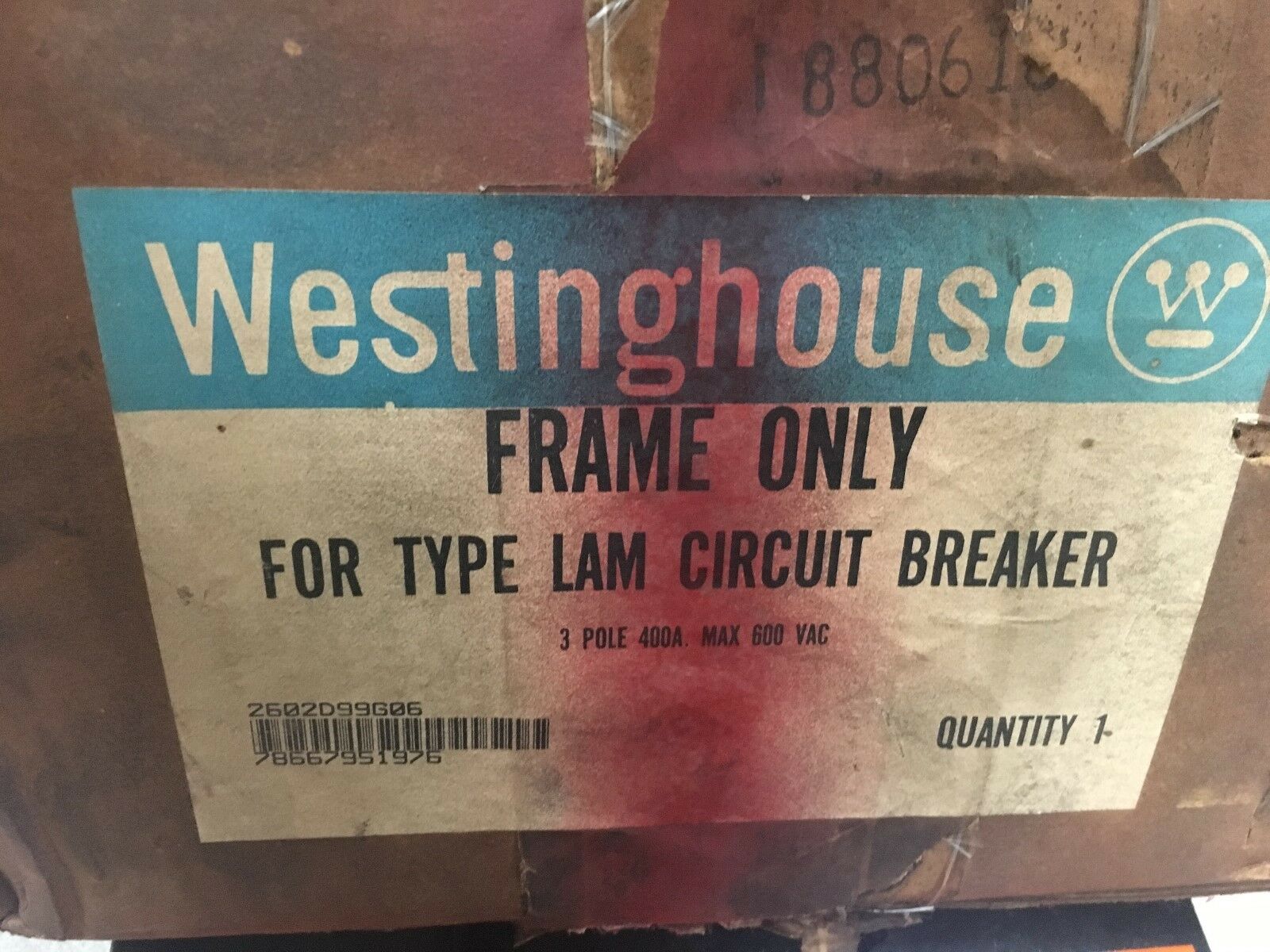 NEW IN BOX WESTINGHOUSE 3 POLE 400AMP MINING CIRCUIT BREAKER 2602D99G06