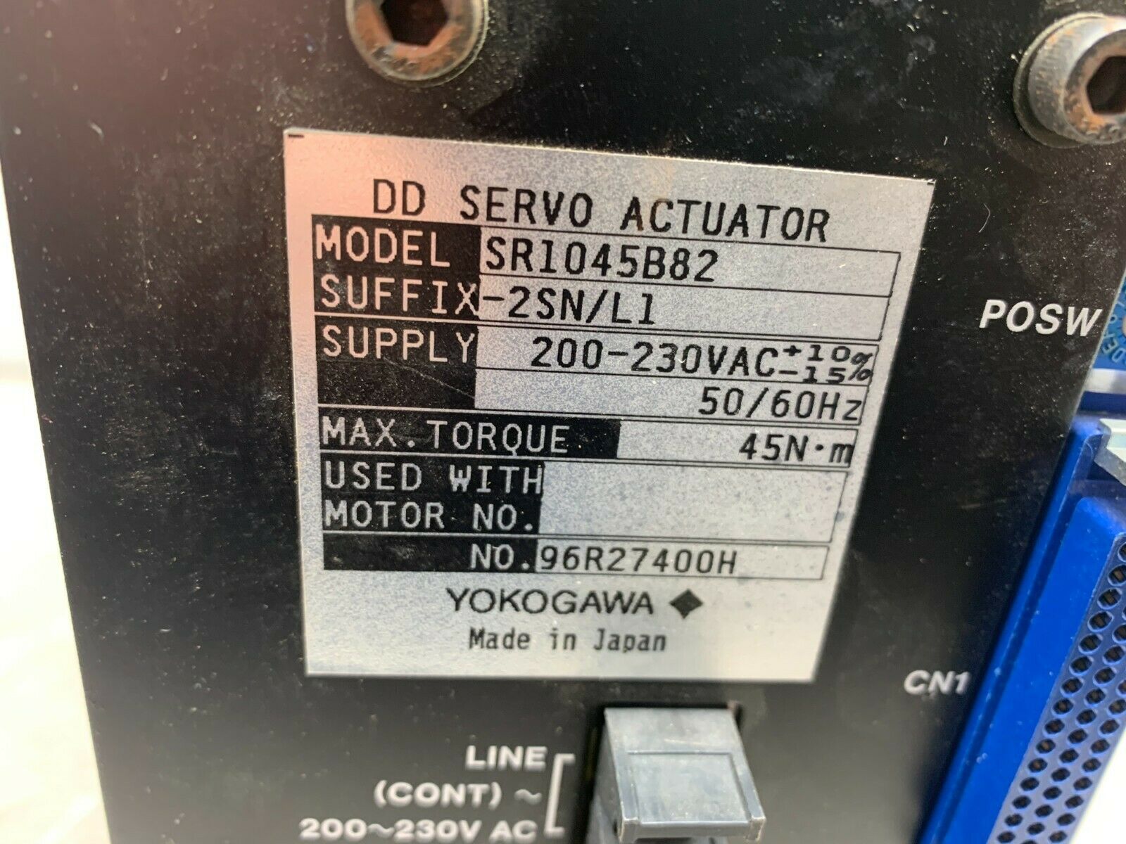 USED YOKOGAWA DYNASERV DD SERVO ACTUATOR SR1045B82 -2SN/L1